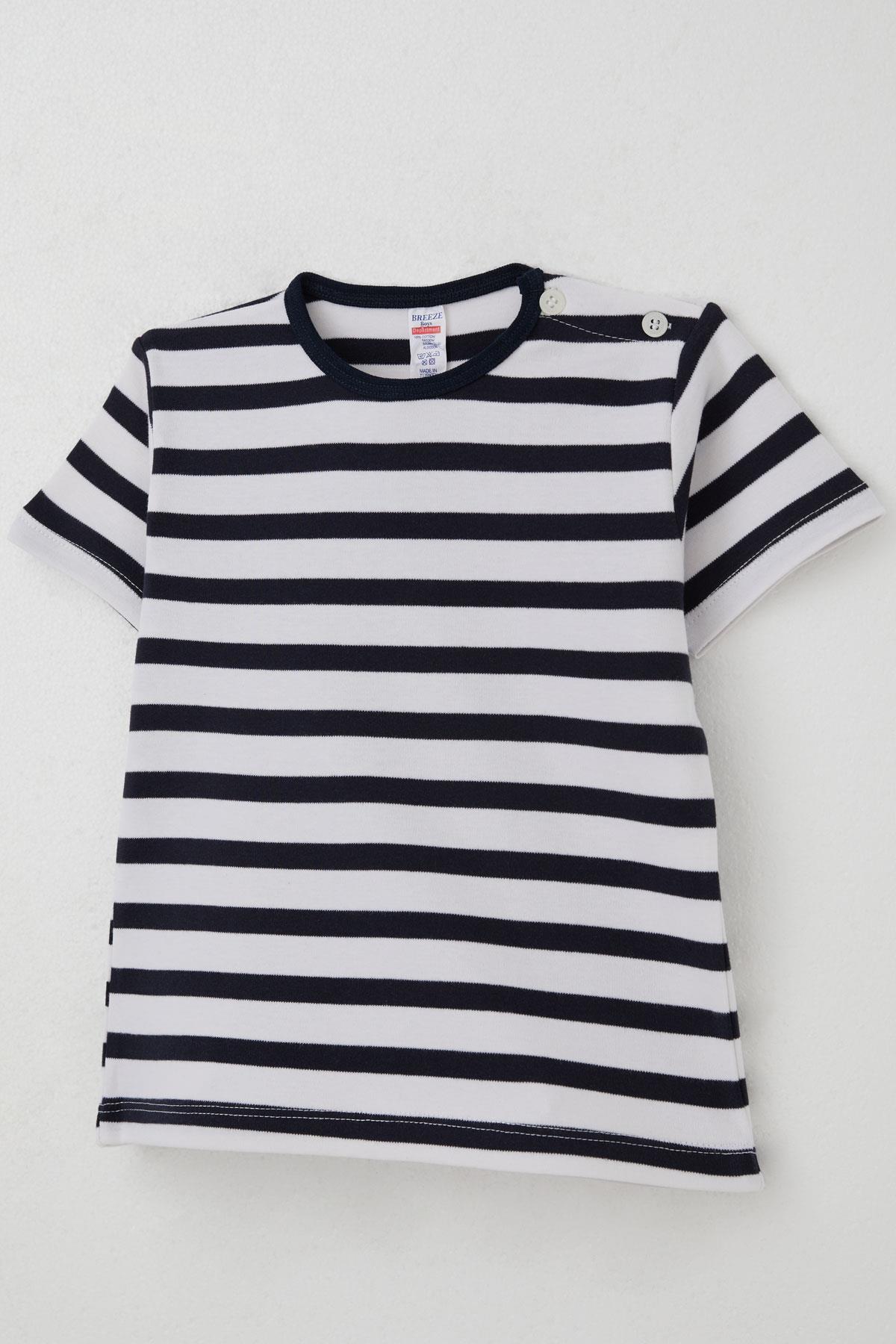 Breeze Erkek Çocuk Tişört Patlı Çizgili Ekru (1-4 Yaş)