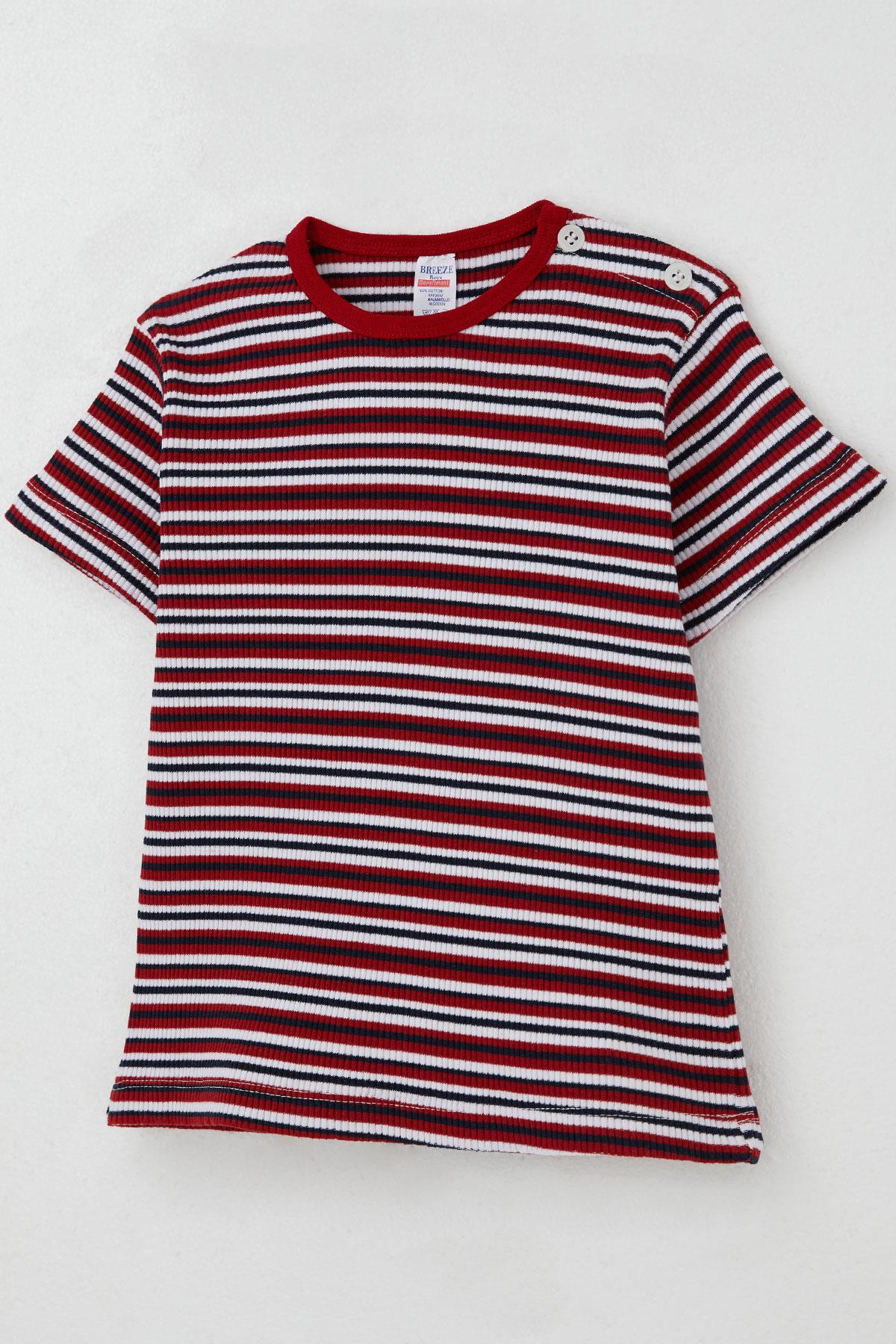 Breeze Erkek Çocuk Tişört Patlı Çizgili Kırmızı (1-4 Yaş)