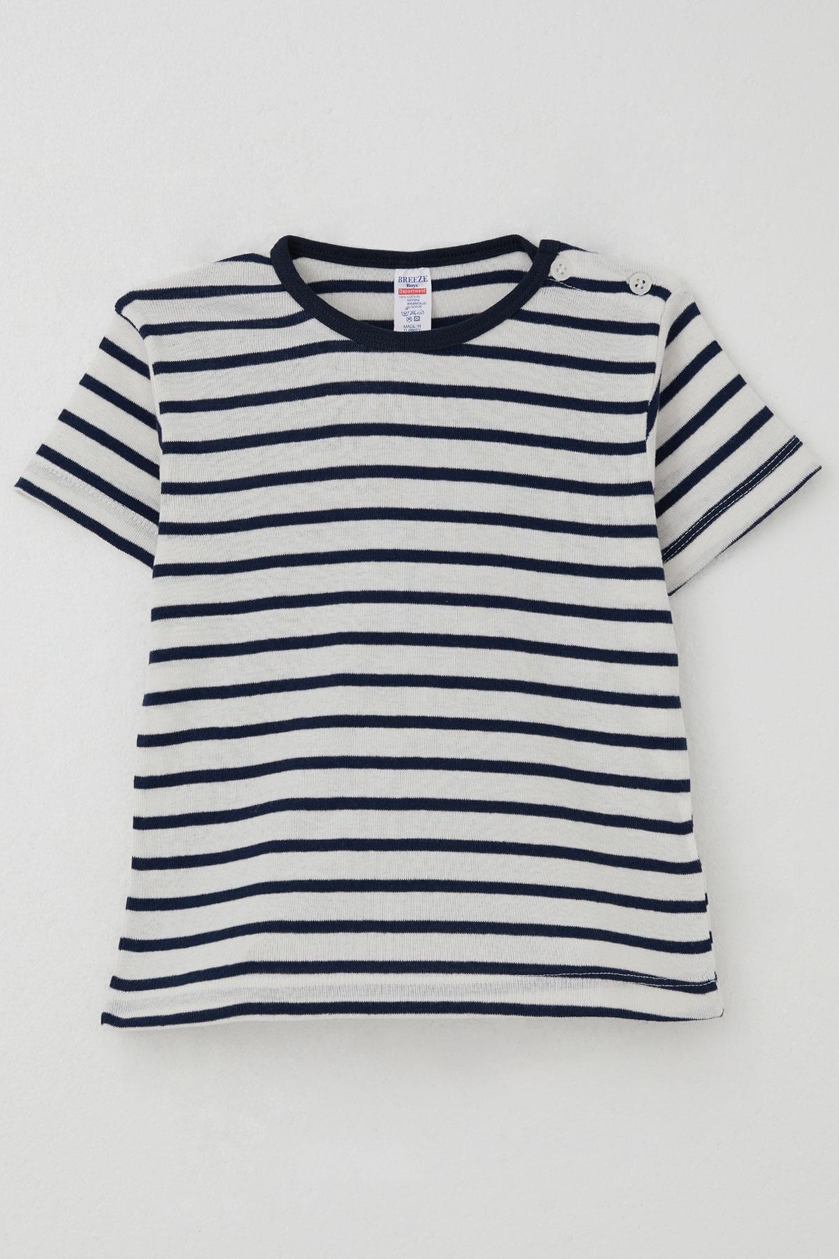 Breeze Erkek Çocuk Tişört Patlı Çizgili Beyaz (1-4 Yaş)