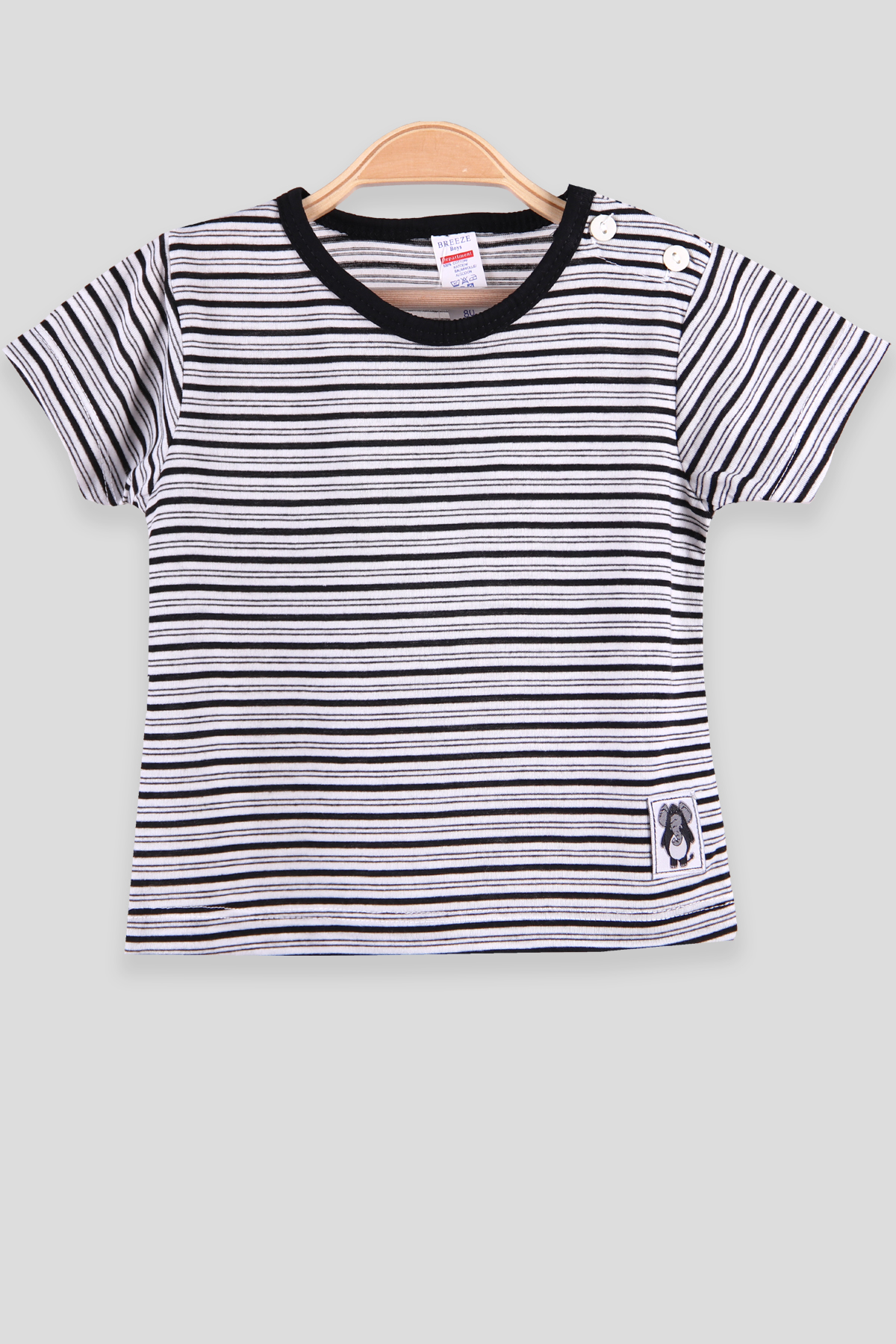 Breeze Erkek Çocuk Tişört Patlı Çizgili Siyah (1-4 Yaş)