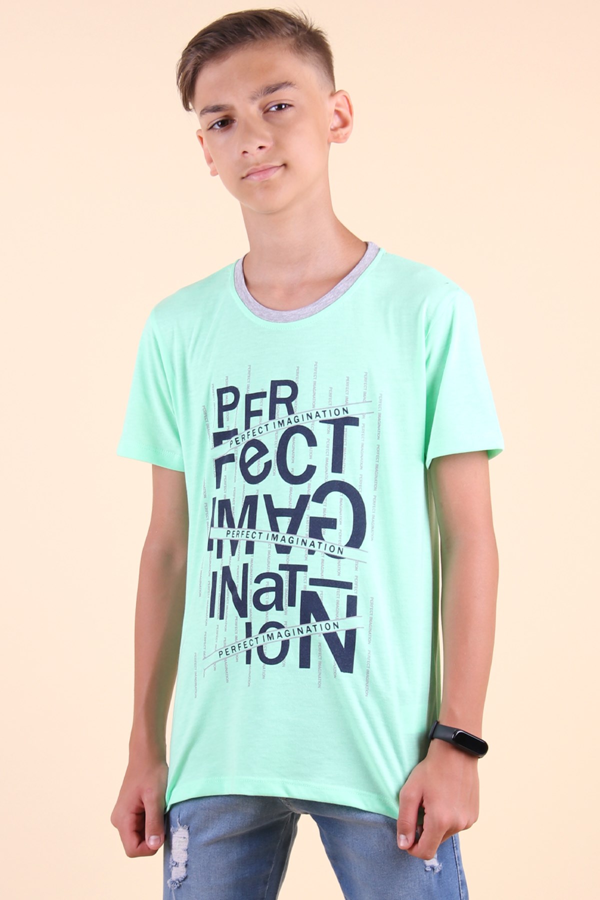 Breeze Erkek Çocuk Tişört Perfect Baskılı Yeşil (8-14 Yaş)
