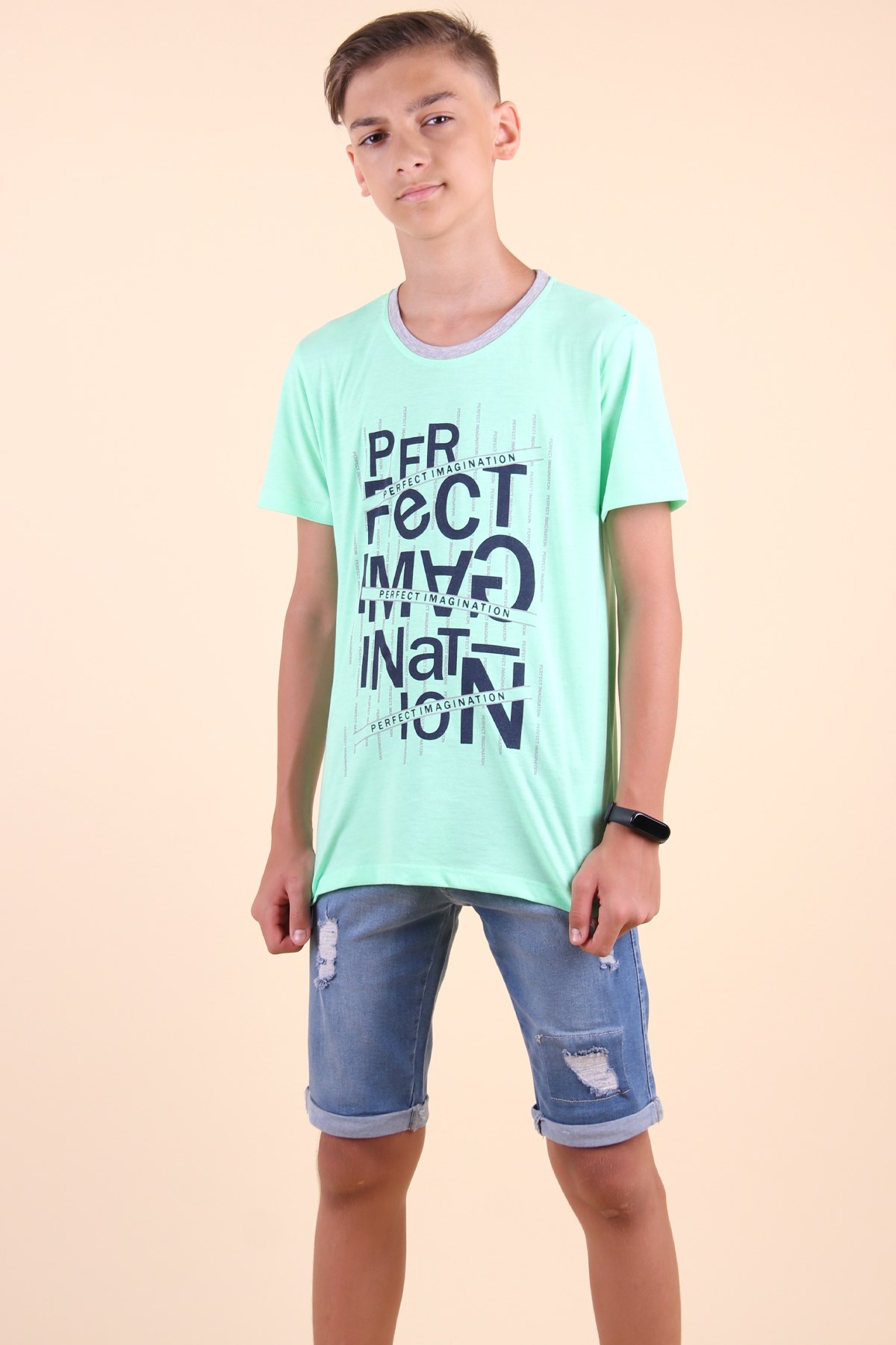 Breeze Erkek Çocuk Tişört Perfect Baskılı Yeşil (8-14 Yaş)