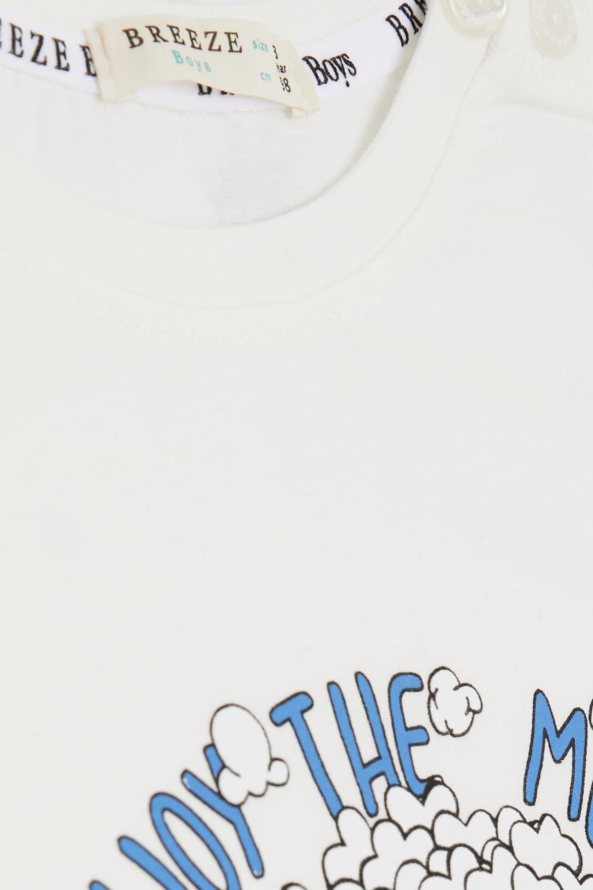 Breeze Erkek Çocuk Tişört Pop Corn Baskılı Ekru (2-6 Yaş)