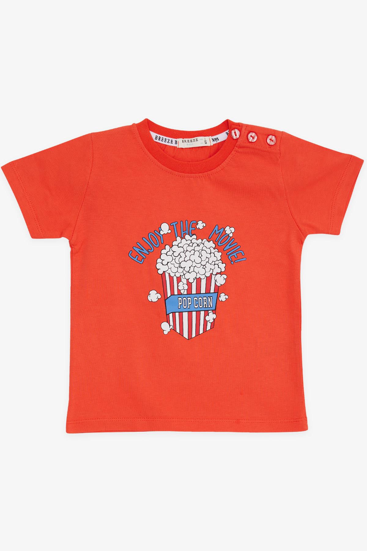 Breeze Erkek Çocuk Tişört Pop Corn Baskılı Mercan (2-6 Yaş)