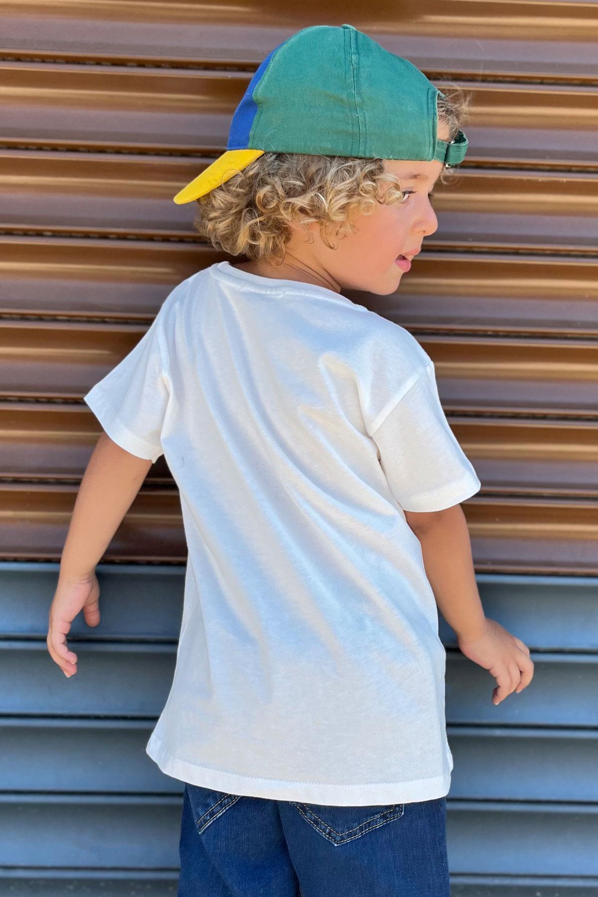 Breeze Erkek Çocuk Tişört Pop Corn Baskılı Ekru (2-6 Yaş)