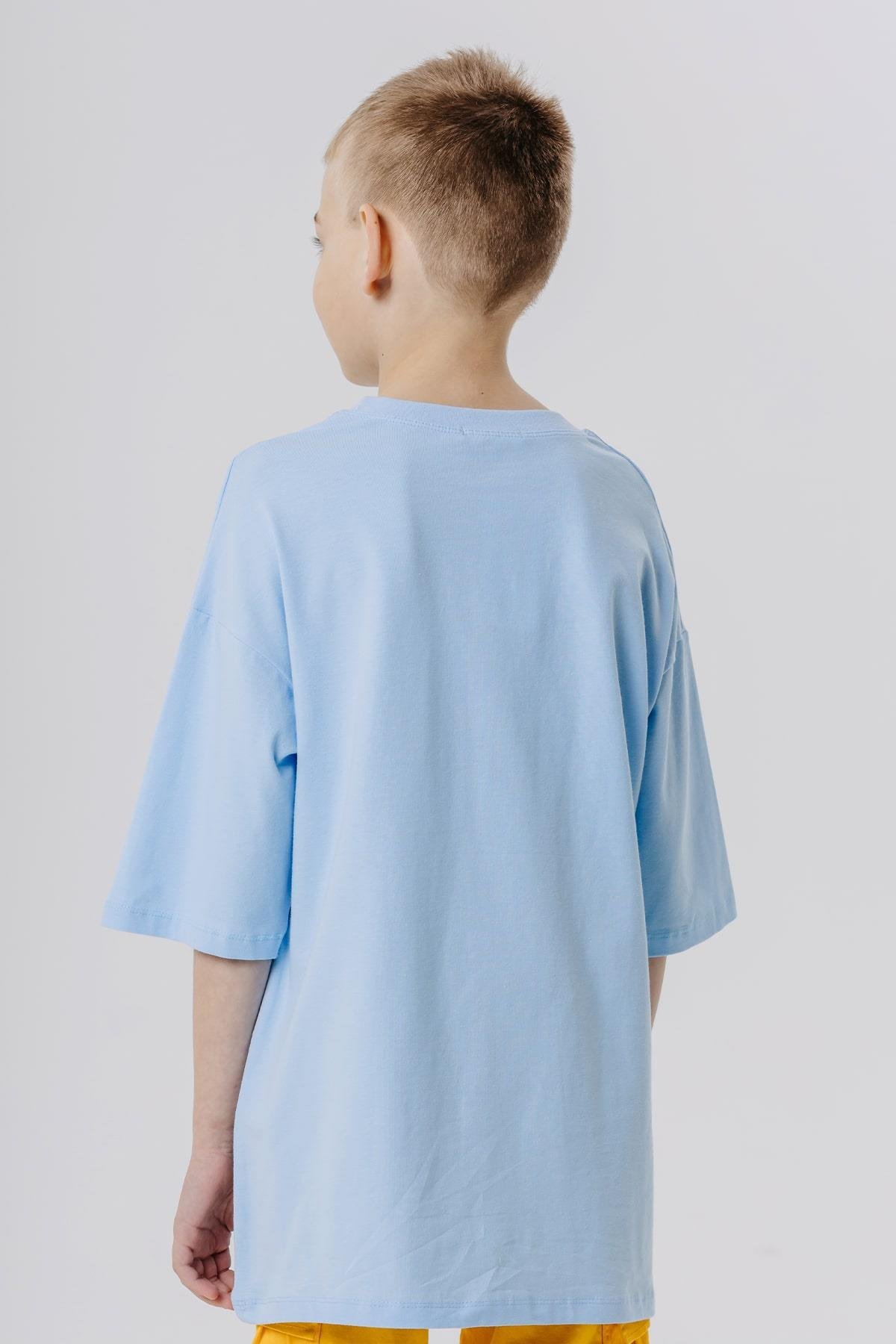 Breeze Erkek Çocuk Tişört Renkli Ayakkabı Baskılı Açık Mavi (9-16 Yaş)