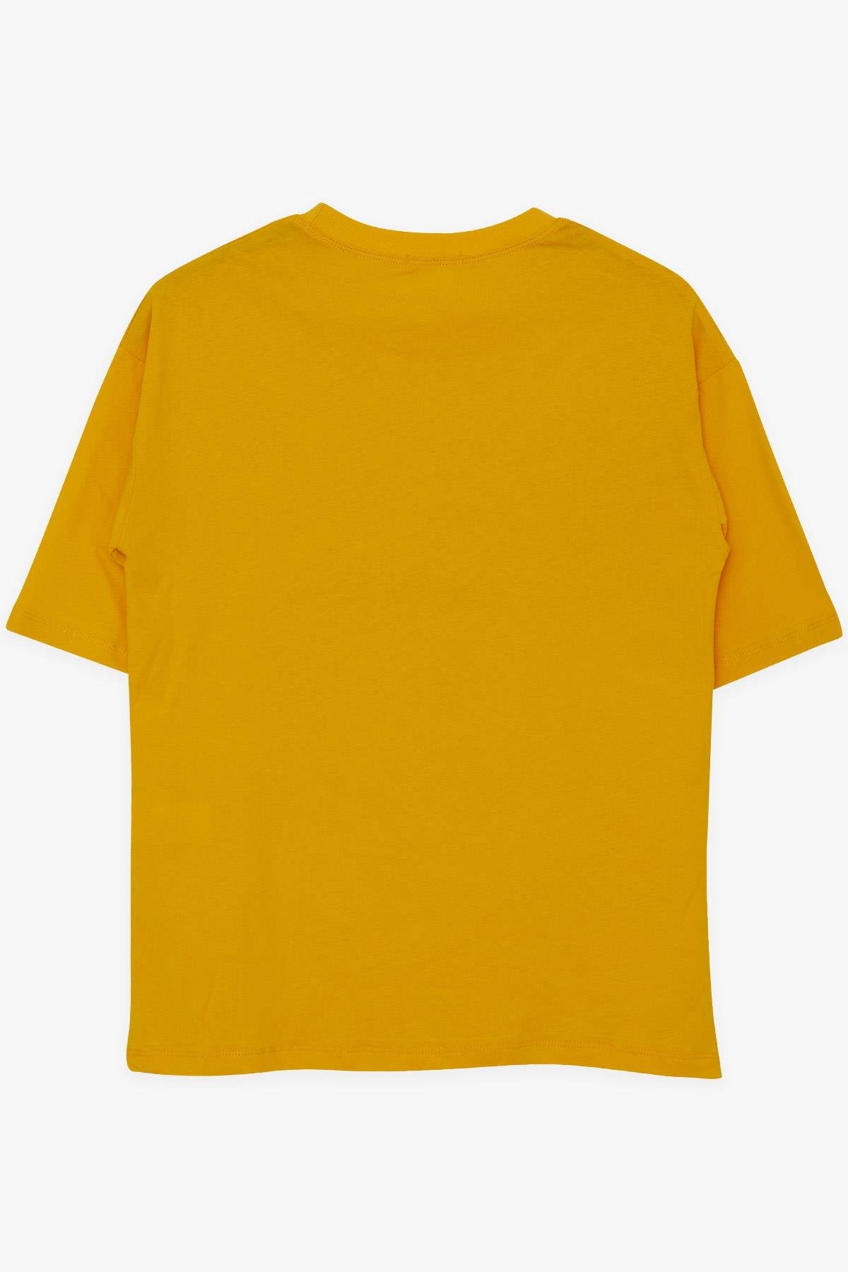 Breeze Erkek Çocuk Tişört Renkli Ayakkabı Baskılı Hardal Sarı (9-16 Yaş)