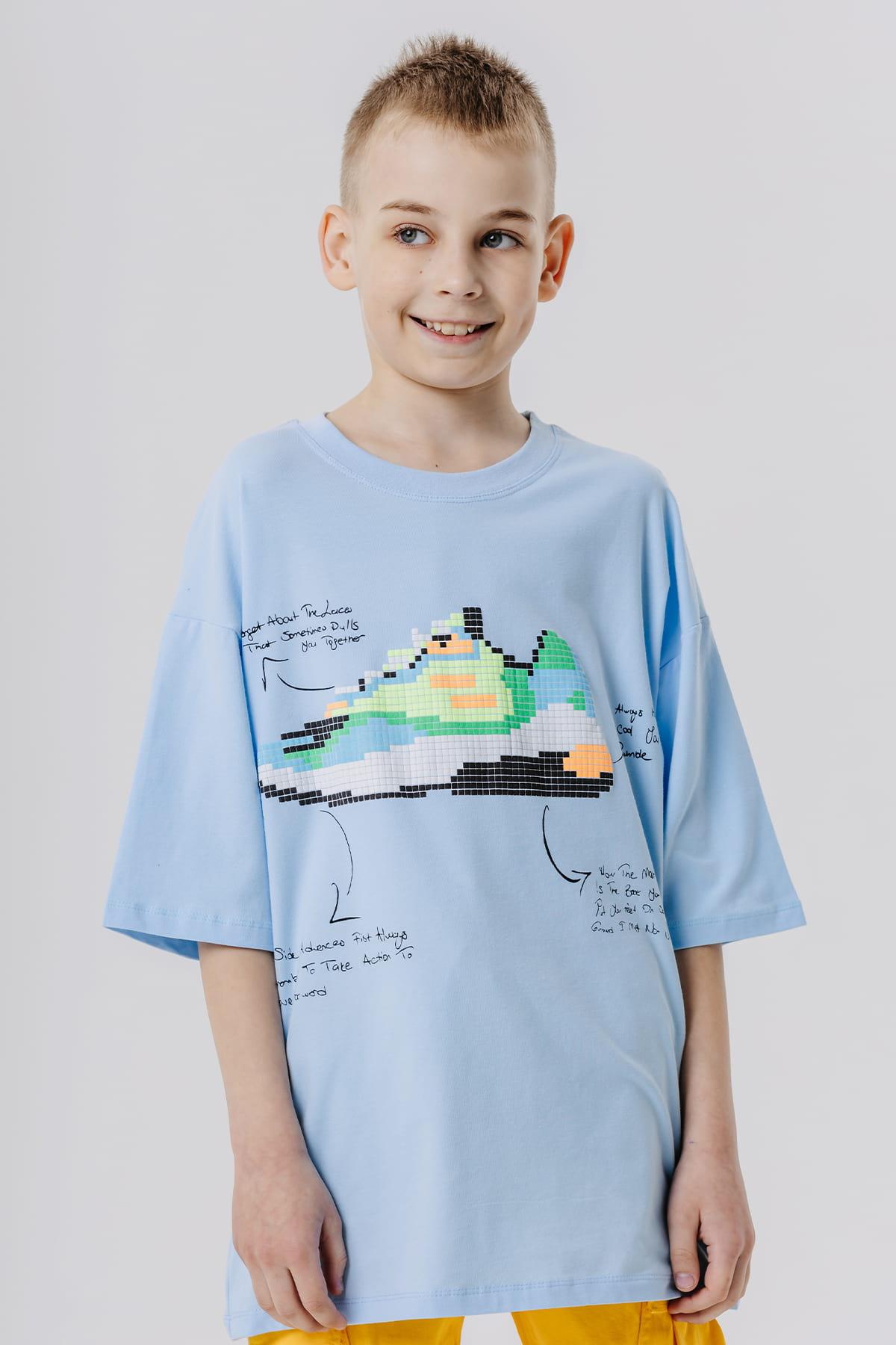 Breeze Erkek Çocuk Tişört Renkli Ayakkabı Baskılı Açık Mavi (9-16 Yaş)