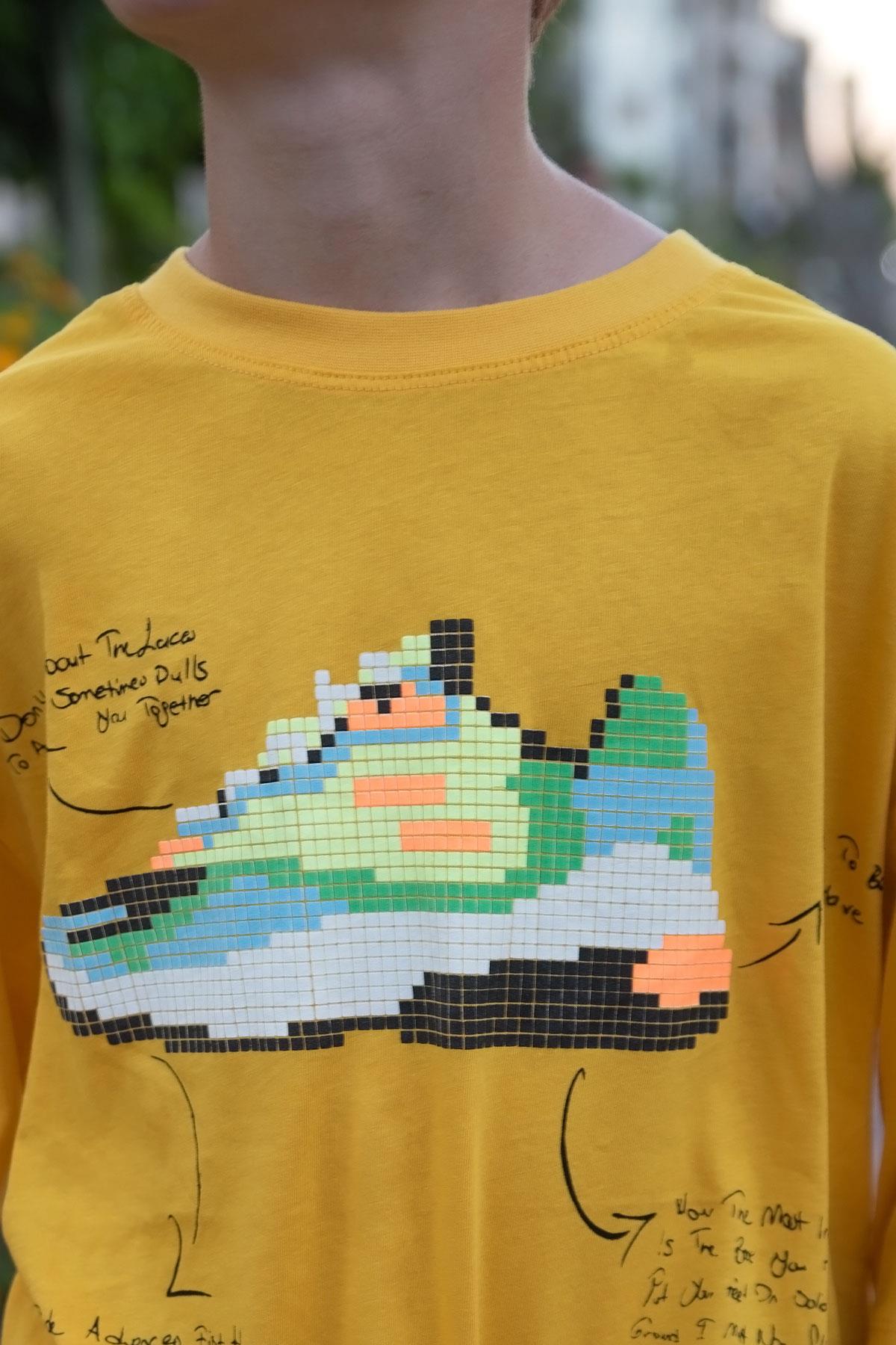 Breeze Erkek Çocuk Tişört Renkli Ayakkabı Baskılı Hardal Sarı (9-16 Yaş)