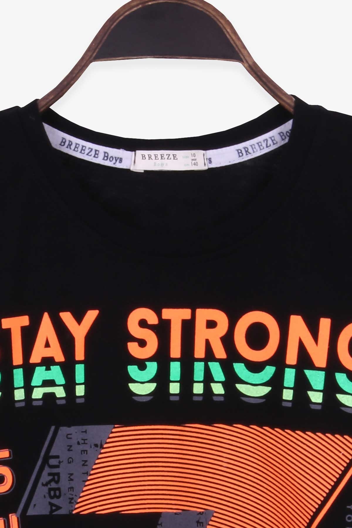 Breeze Erkek Çocuk Tişört Strong Baskılı Siyah (10-14 Yaş)
