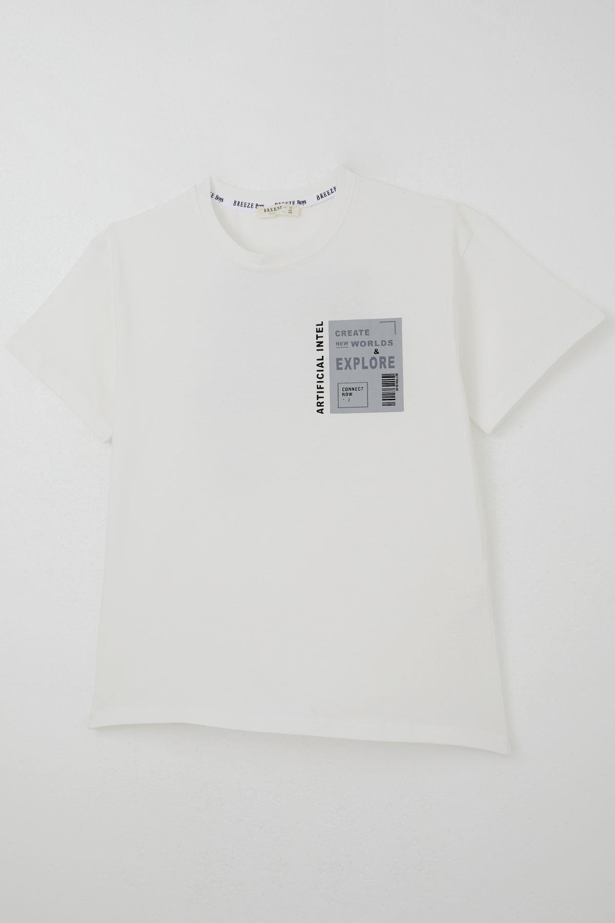 Breeze Erkek Çocuk Tişört Webi Keşfet Temalı Ekru (9-14 Yaş)