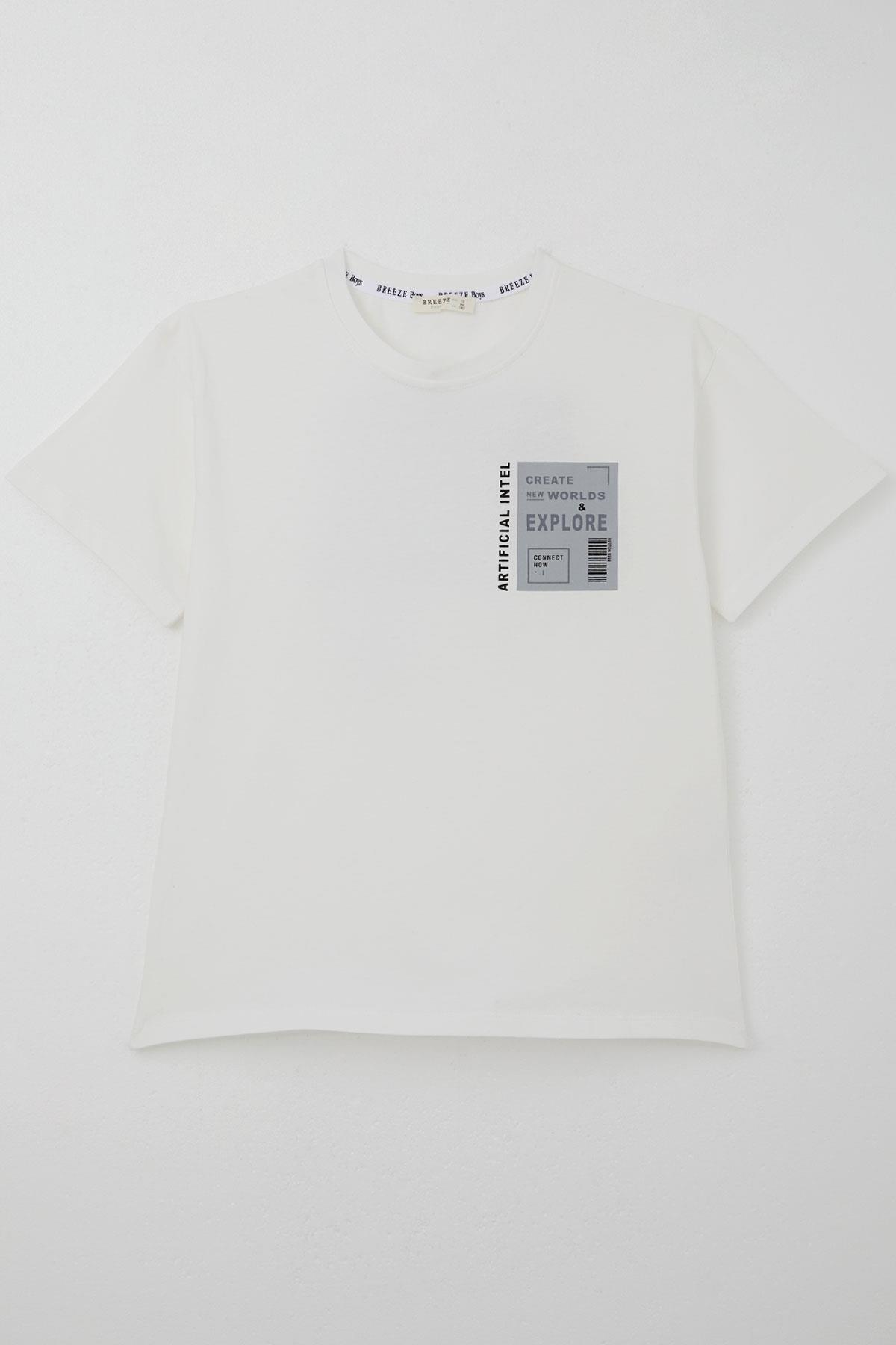 Breeze Erkek Çocuk Tişört Webi Keşfet Temalı Ekru (9-14 Yaş)