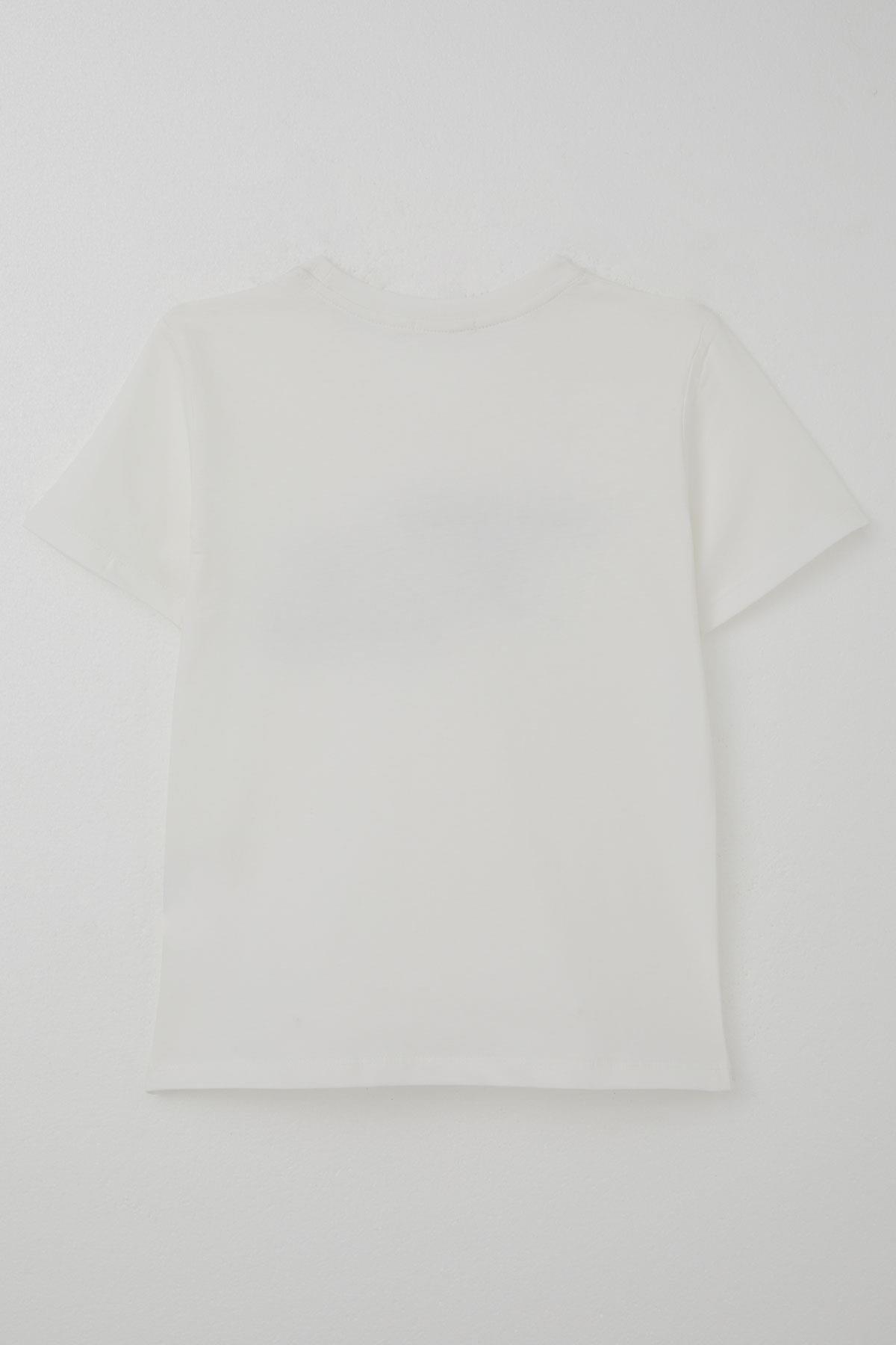 Breeze Erkek Çocuk Tişört Yansıma Efekti Yazı Baskılı Ekru (8-14 Yaş)