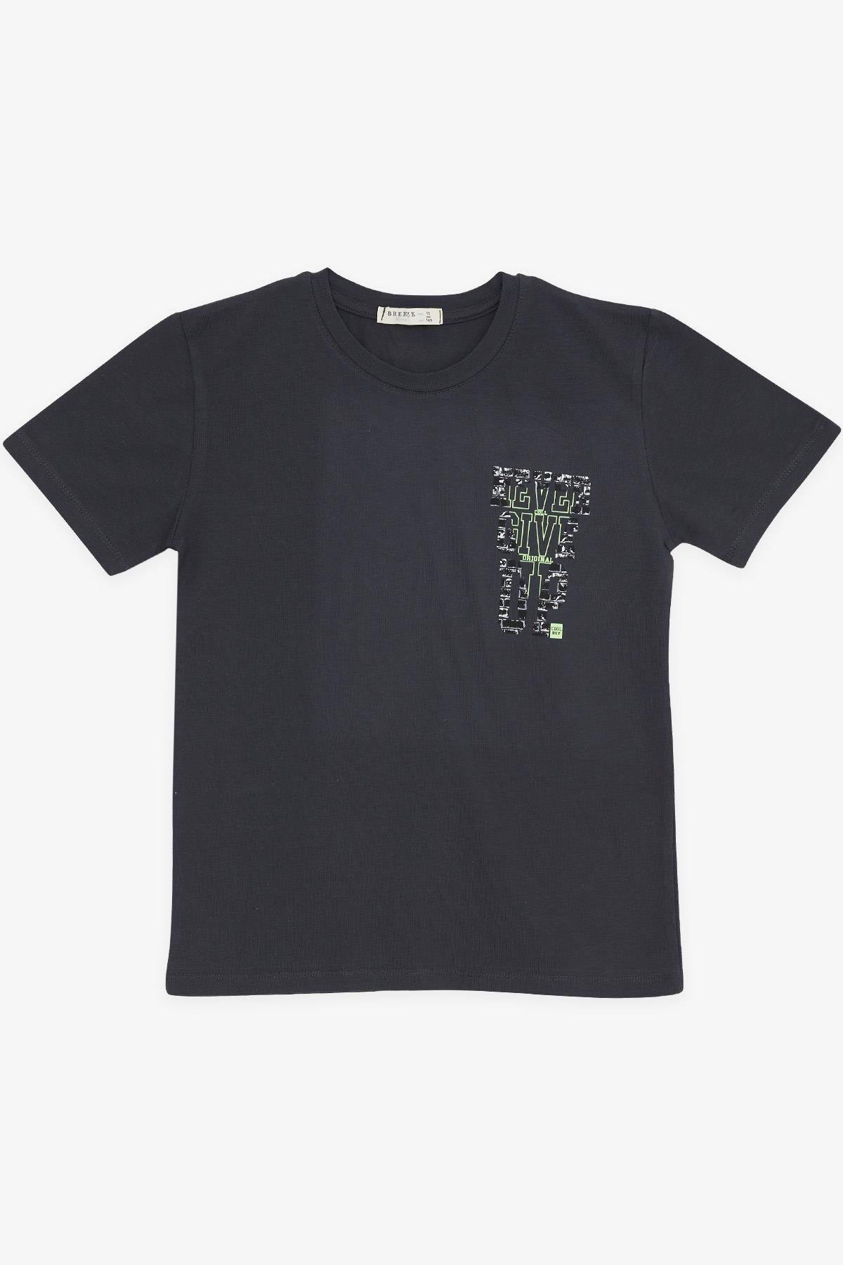 Breeze Erkek Çocuk Tişört Yazı Baskılı Antrasit (8-14 Yaş)