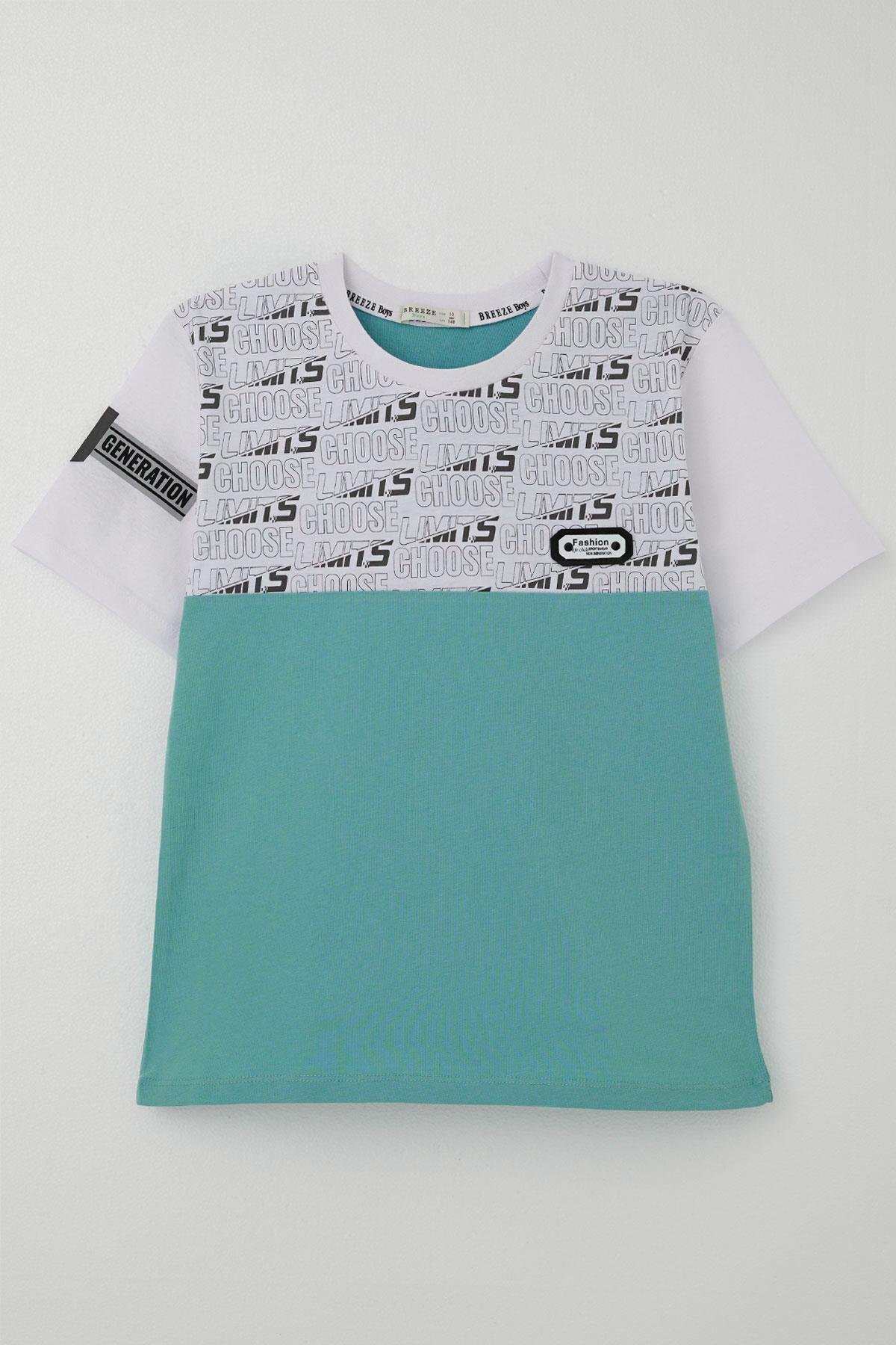 Breeze Erkek Çocuk Tişört Yazı Baskılı Armalı Beyaz (9-16 Yaş)