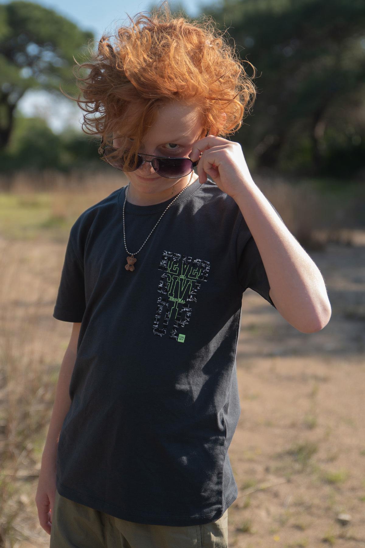 Breeze Erkek Çocuk Tişört Yazı Baskılı Antrasit (8-14 Yaş)