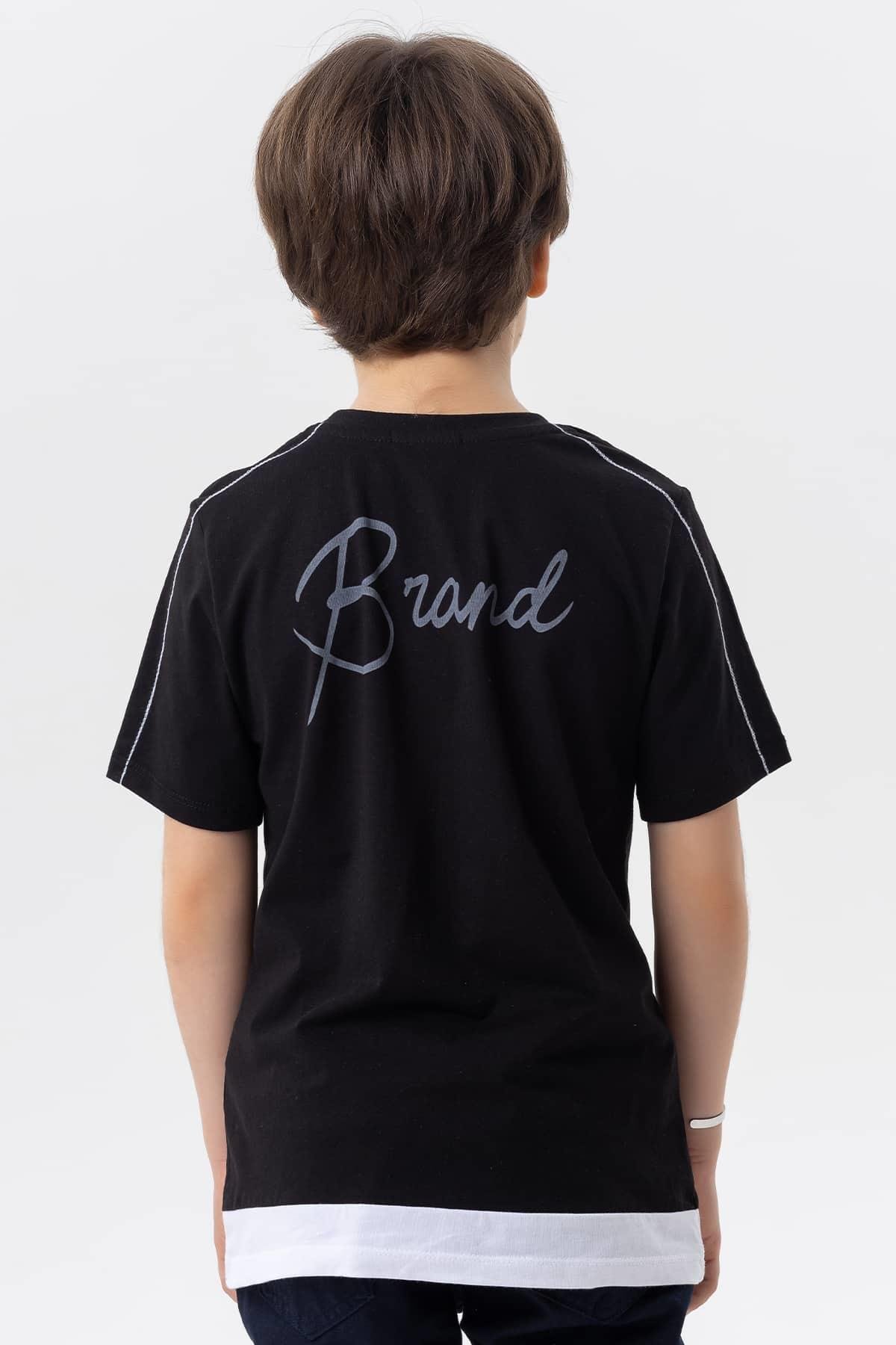 Breeze Erkek Çocuk Tişört Yazı Baskılı Siyah (8-14 Yaş)
