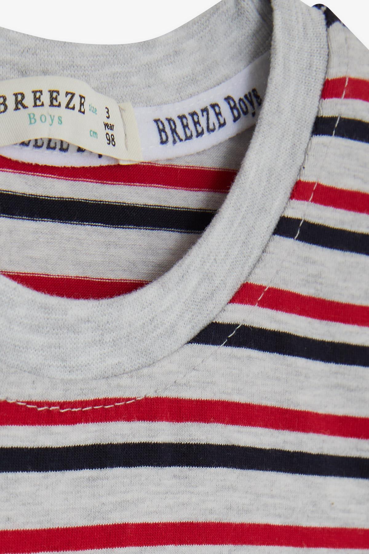 Breeze Erkek Çocuk Tişört Yazı Baskılı Çizgili Karışık Renk (3 Yaş)