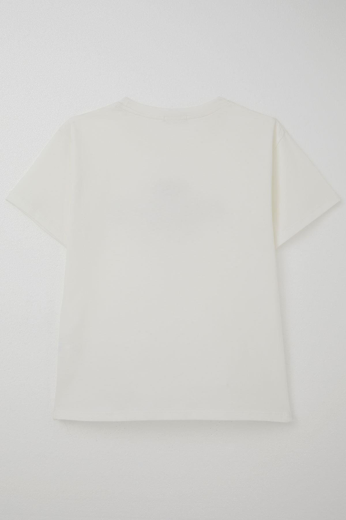 Breeze Erkek Çocuk Tişört Yazı Baskılı Ekru (5-10 Yaş)