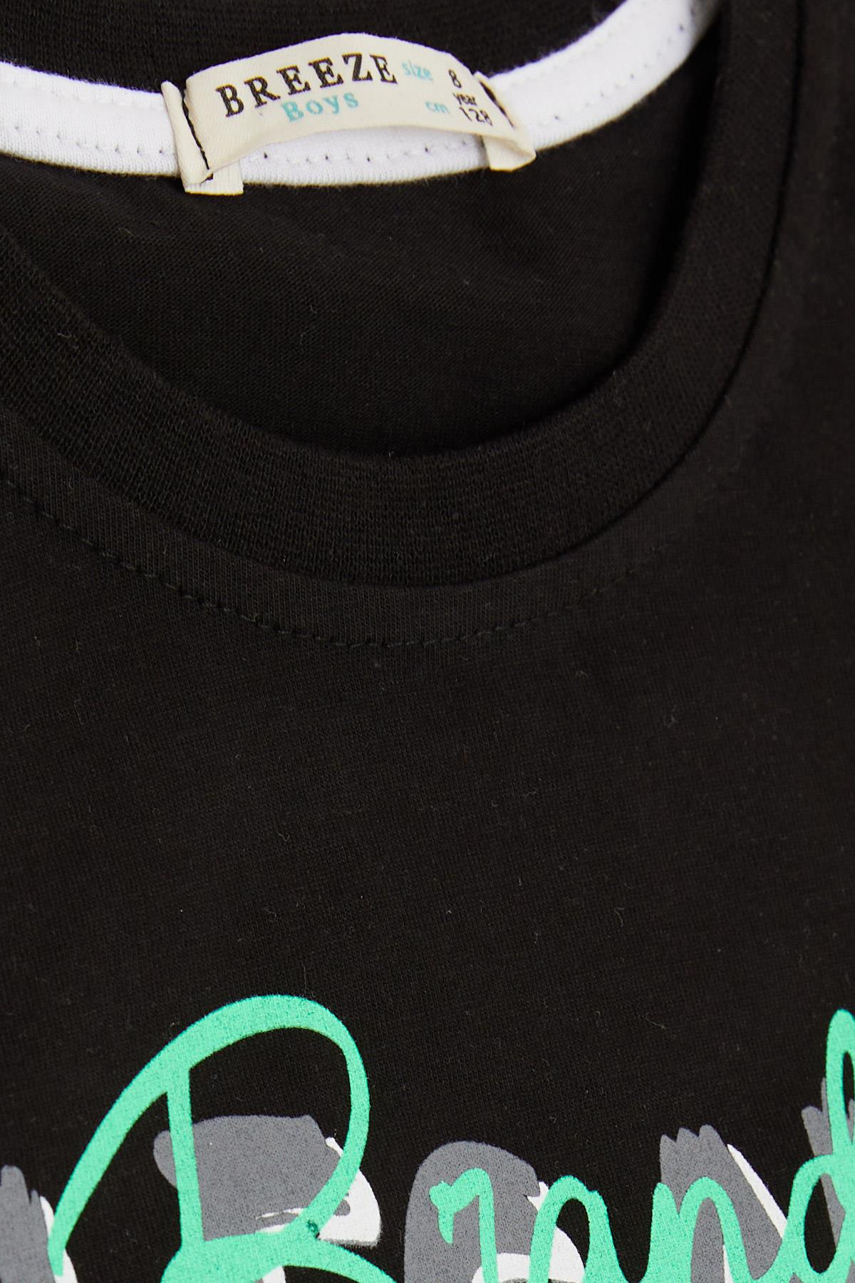 Breeze Erkek Çocuk Tişört Yazı Baskılı Siyah (8-14 Yaş)