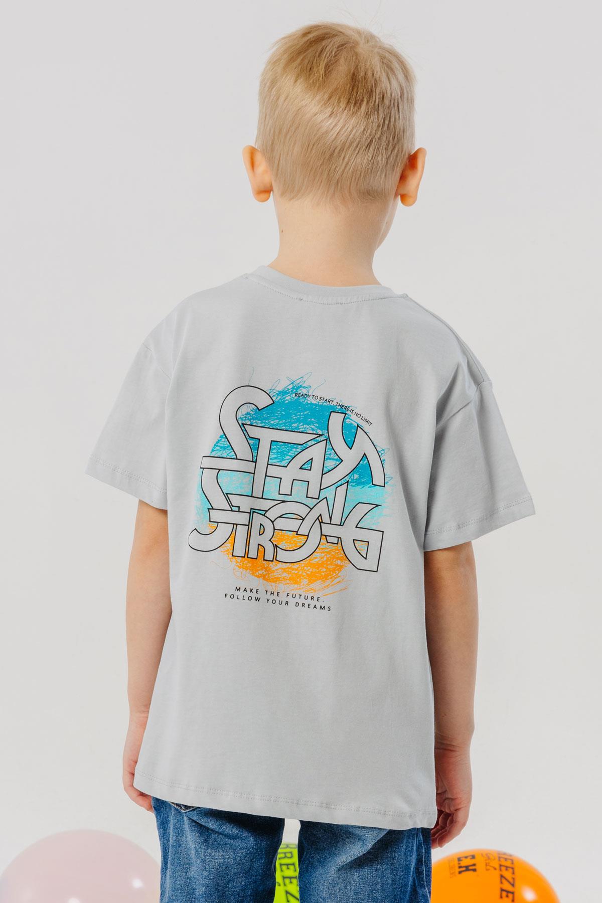 Breeze Erkek Çocuk Tişört Yazı Baskılı Arkası Desenli Gri (8-12 Yaş)