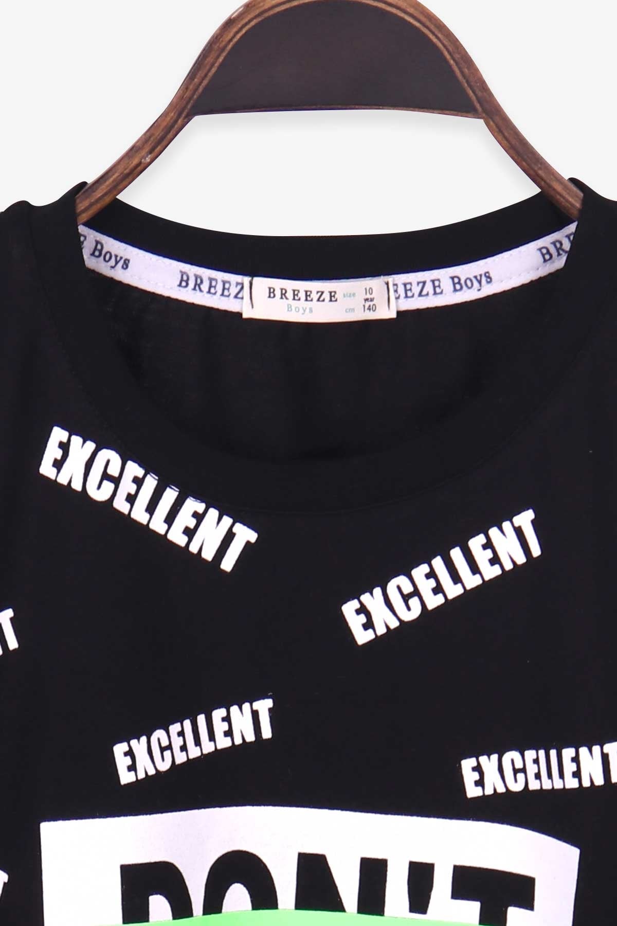 Breeze Erkek Çocuk Tişört Yazı Baskılı Siyah (10-16 Yaş)