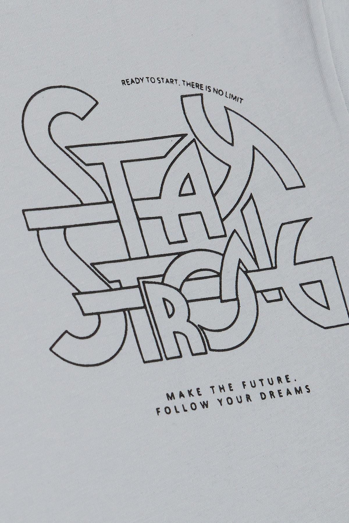 Breeze Erkek Çocuk Tişört Yazı Baskılı Arkası Desenli Gri (8-12 Yaş)