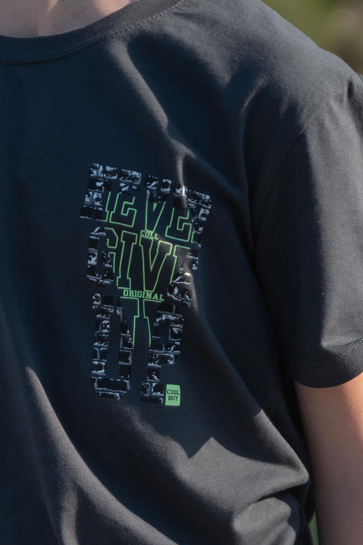 Breeze Erkek Çocuk Tişört Yazı Baskılı Antrasit (8-14 Yaş)