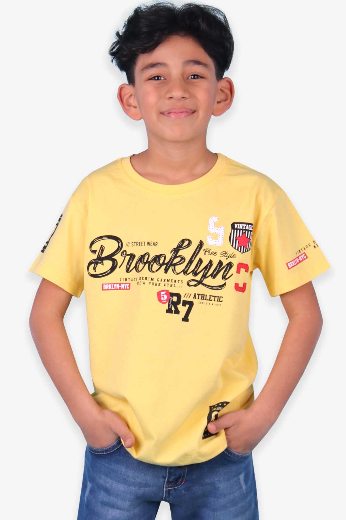 Breeze Erkek Çocuk Tişört Yazı Baskılı Sarı (6 Yaş-12 Yaş)