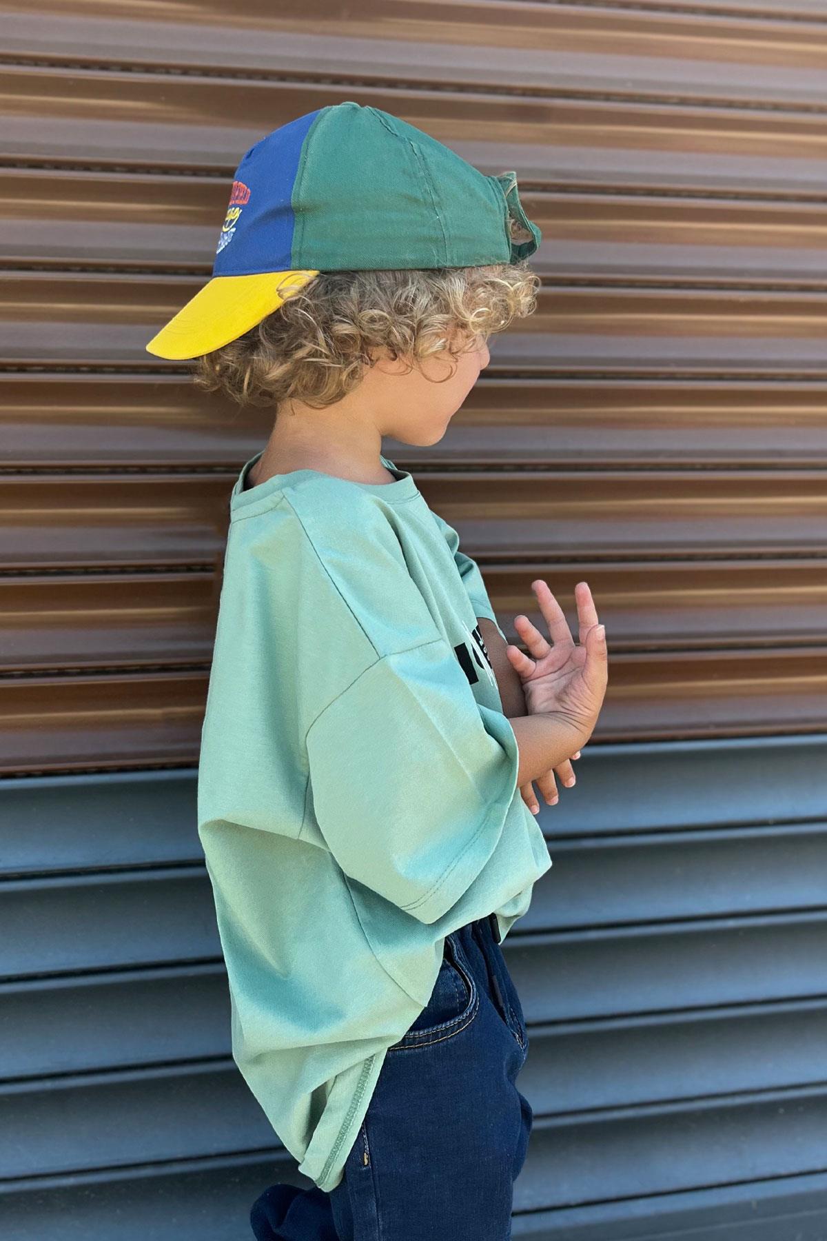 Breeze Erkek Çocuk Tişört Yazı Baskılı Mint Yeşili (5-10 Yaş)