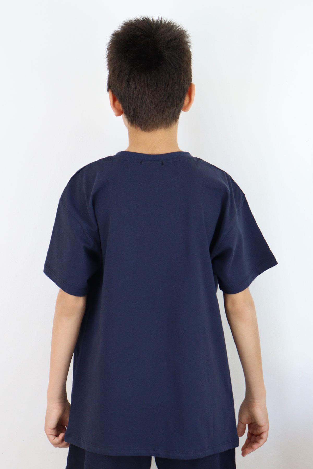 Breeze Erkek Çocuk Tişört Yazı Baskılı Lacivert (5-10 Yaş)