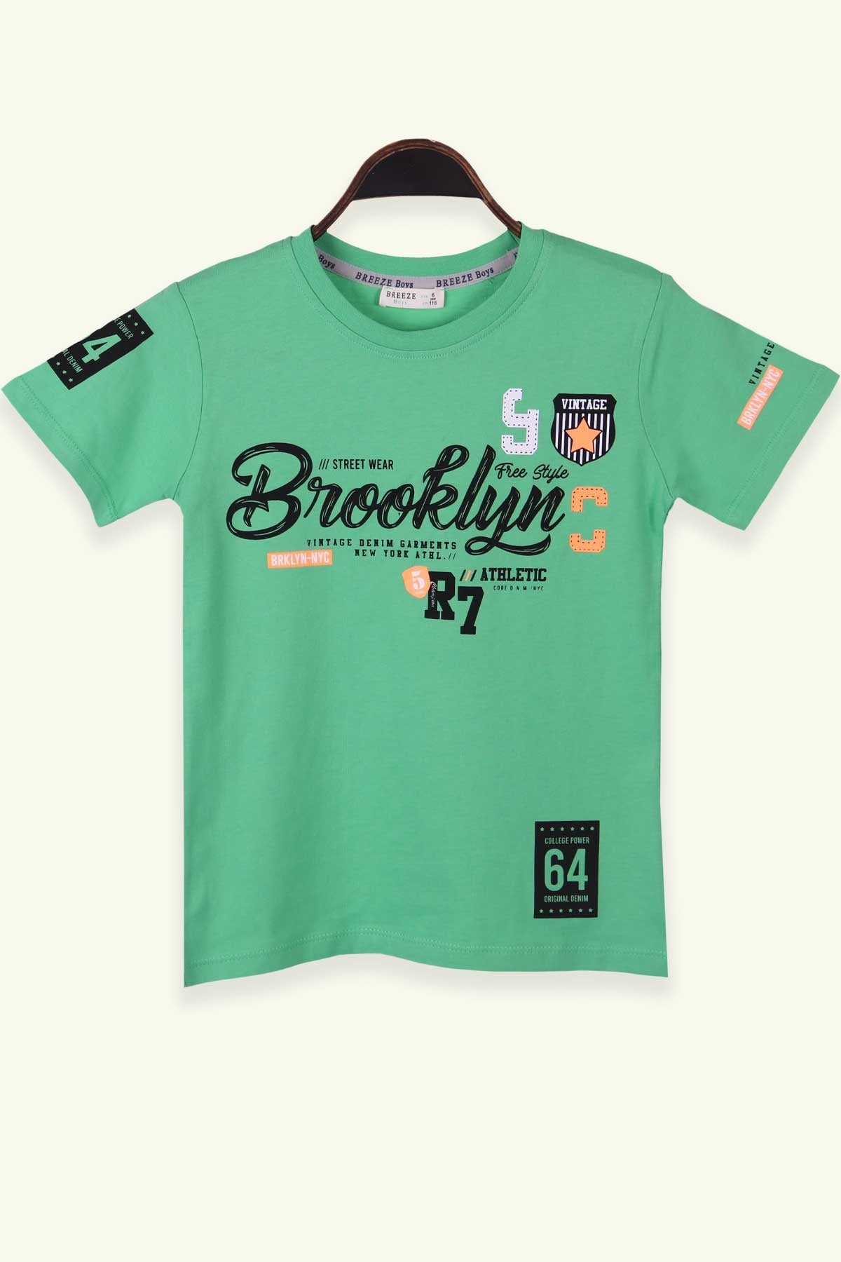 Breeze Erkek Çocuk Tişört Yazı Baskılı Yeşil (6 Yaş-12 Yaş)