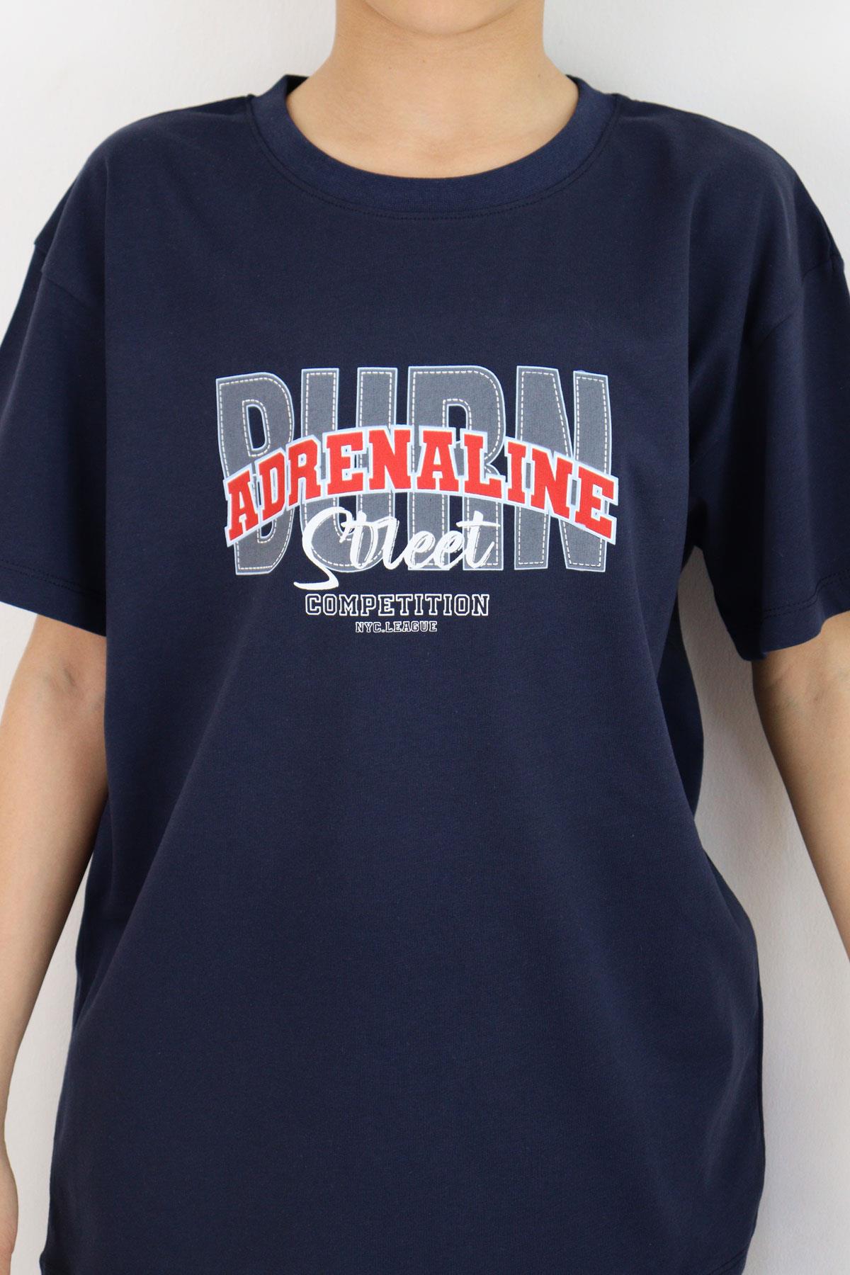 Breeze Erkek Çocuk Tişört Yazı Baskılı Lacivert (5-10 Yaş)