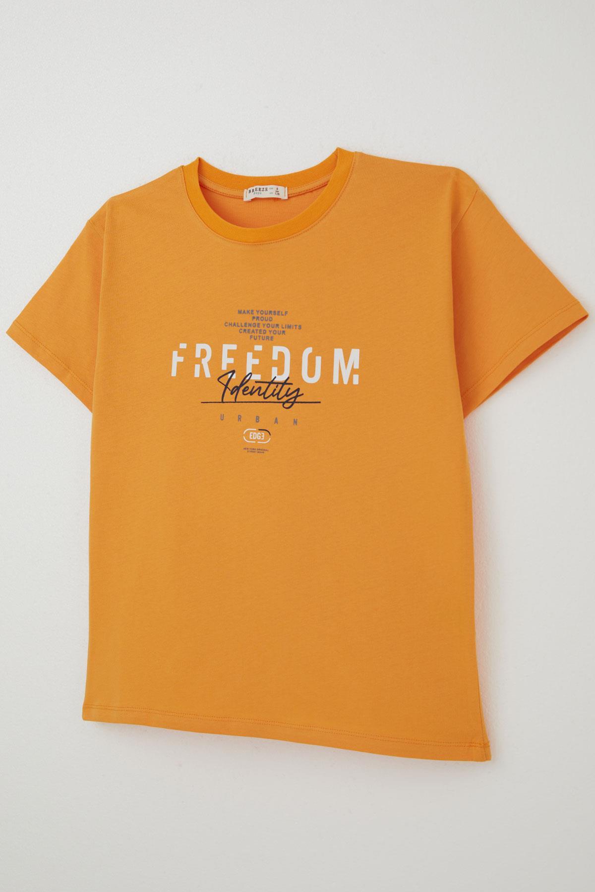 Breeze Erkek Çocuk Tişört Yazı Baskılı Hardal Sarı (5-10 Yaş)