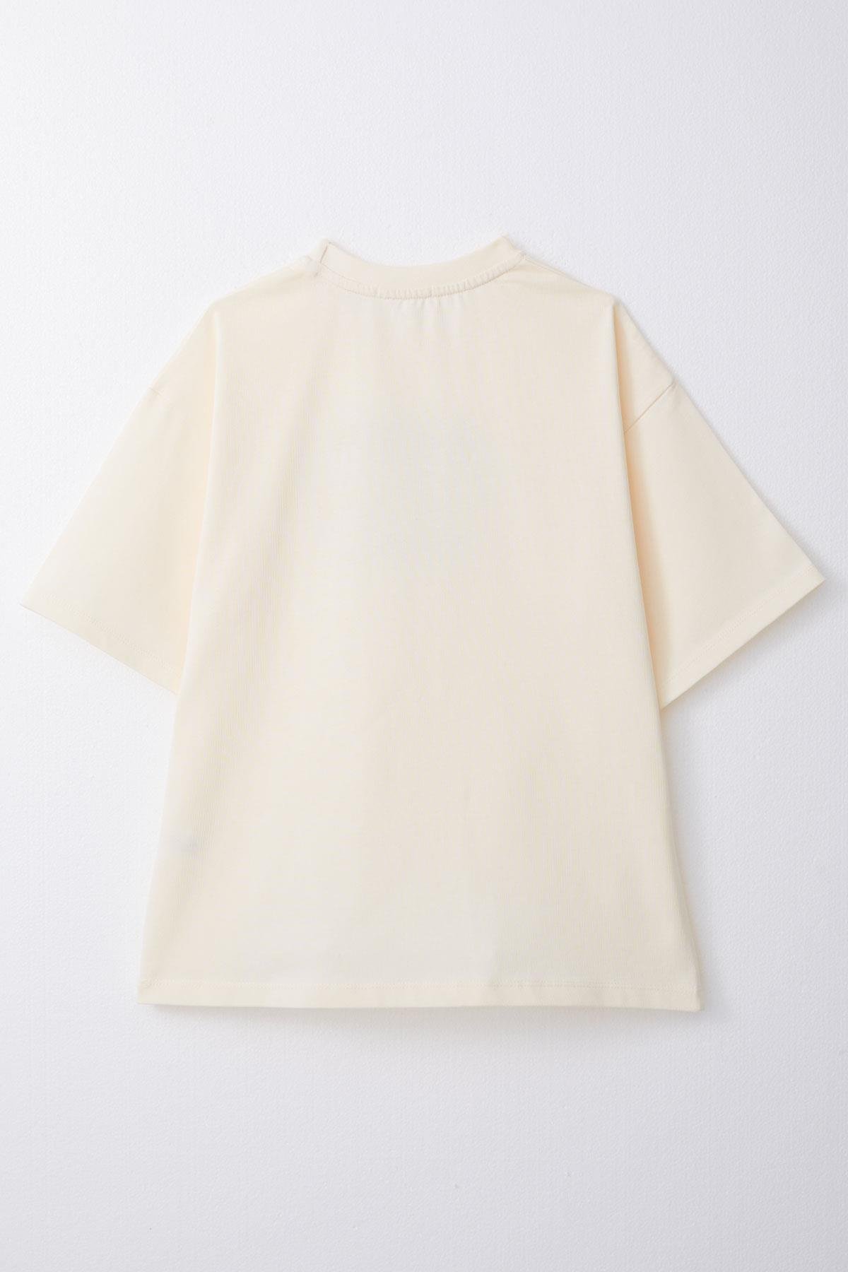 Breeze Erkek Çocuk Tişört Yazı Baskılı Krem (8-14 Yaş)