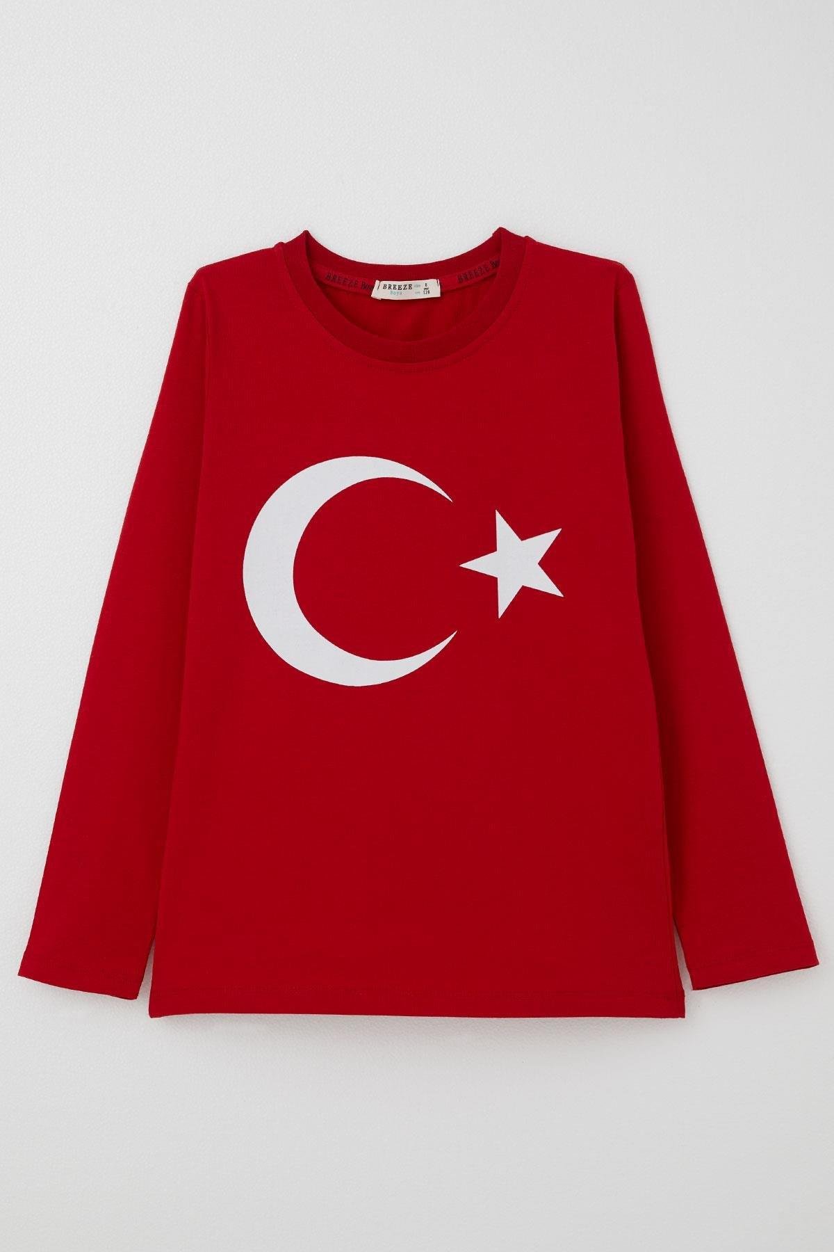 Breeze Erkek Çocuk Türk Bayraklı Body Kırmızı (5-14 Yaş)