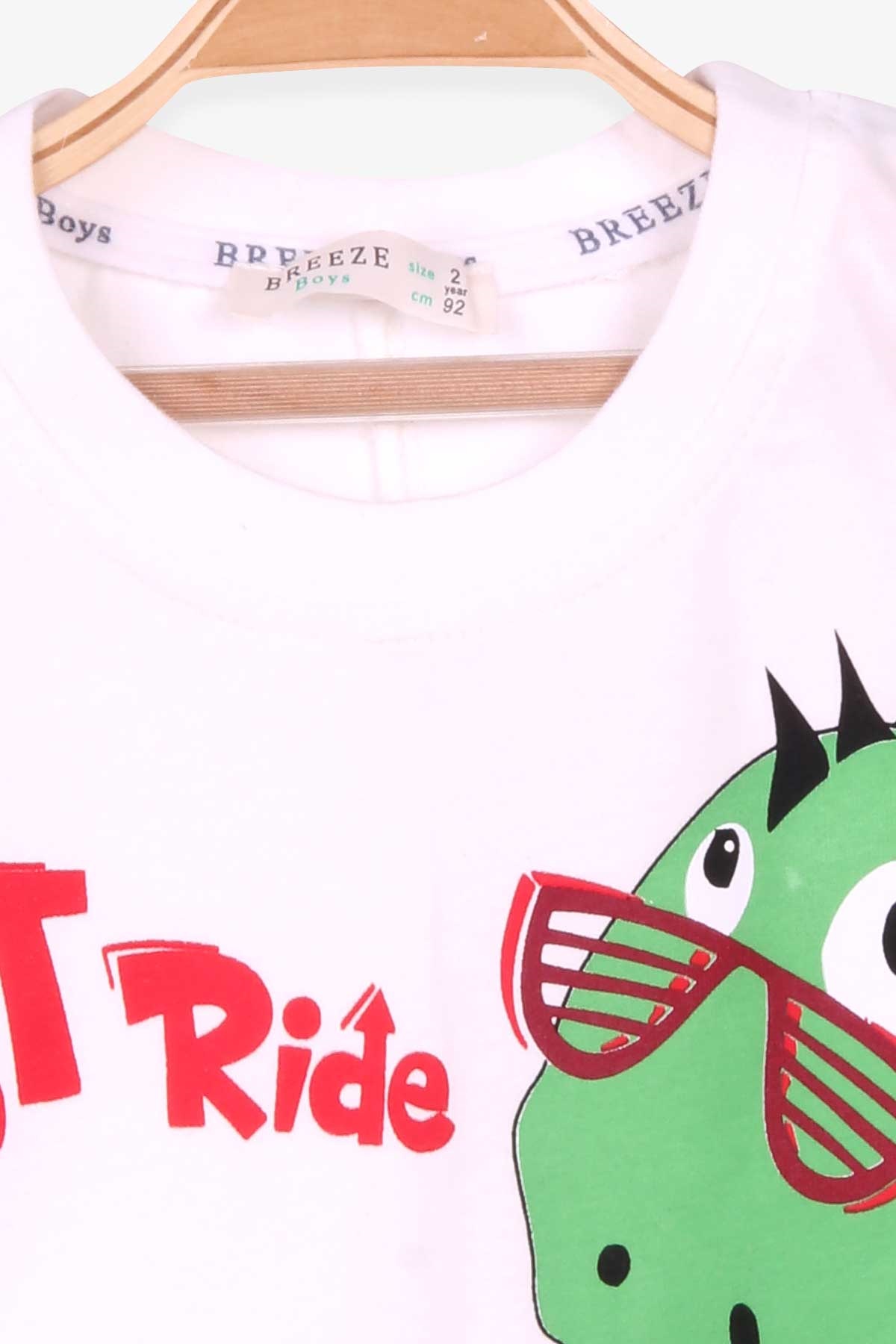 Breeze Erkek Çocuk Uzun Kollu Dinozor Baskılı Tişört Ekru (2-6 Yaş)