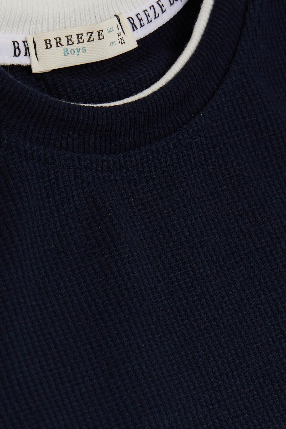 Breeze Erkek Çocuk Uzun Kollu Tişört Armalı Lacivert (8-14 Yaş)