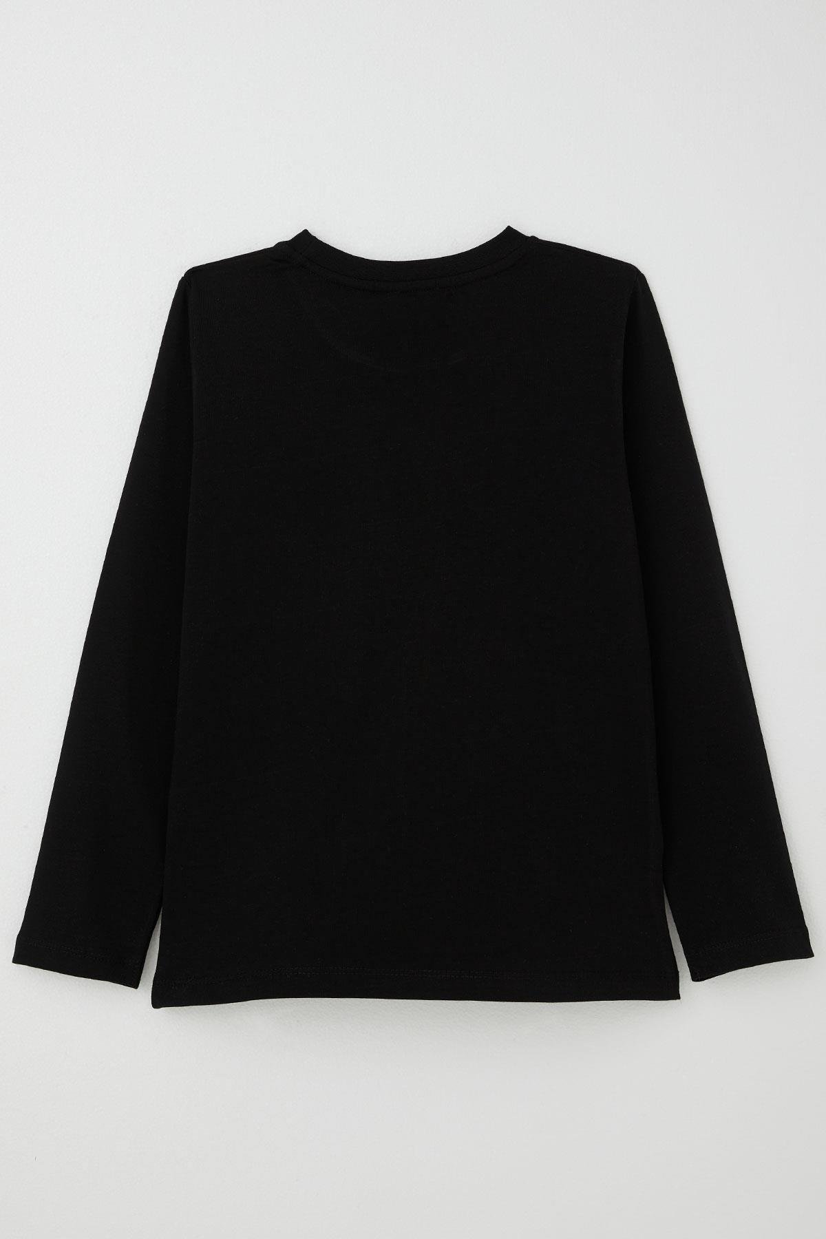 Breeze Erkek Çocuk Uzun Kollu Tişört Atatürk Baskılı Siyah (5-14 Yaş)