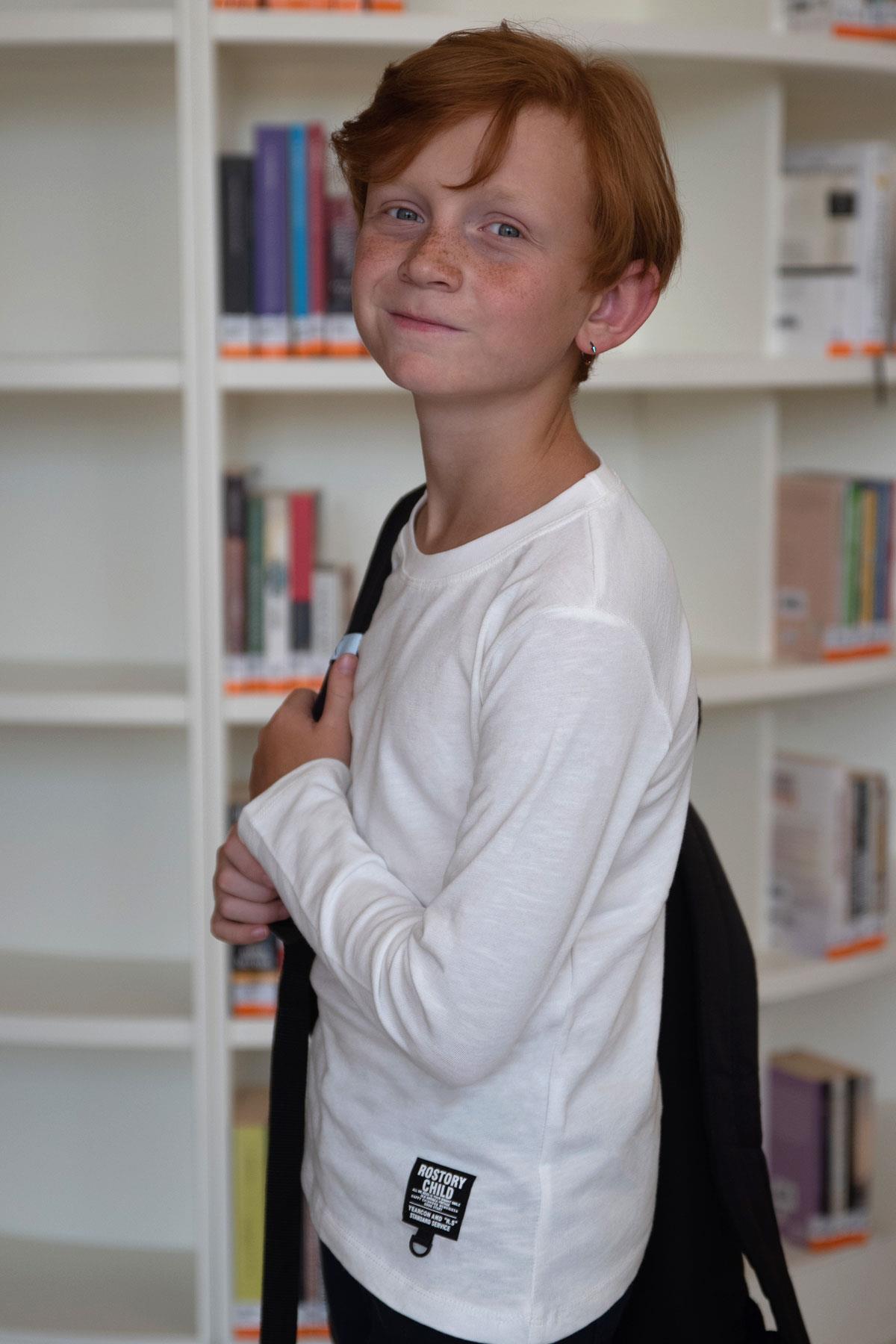 Breeze Erkek Çocuk Uzun Kollu Tişört Armalı Ekru (9-13 Yaş)