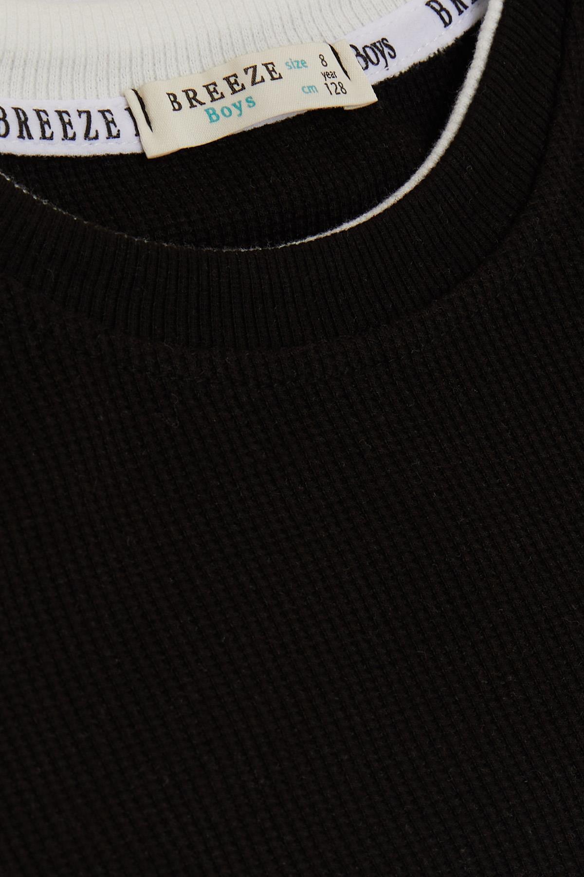 Breeze Erkek Çocuk Uzun Kollu Tişört Armalı Siyah (8-12 Yaş)