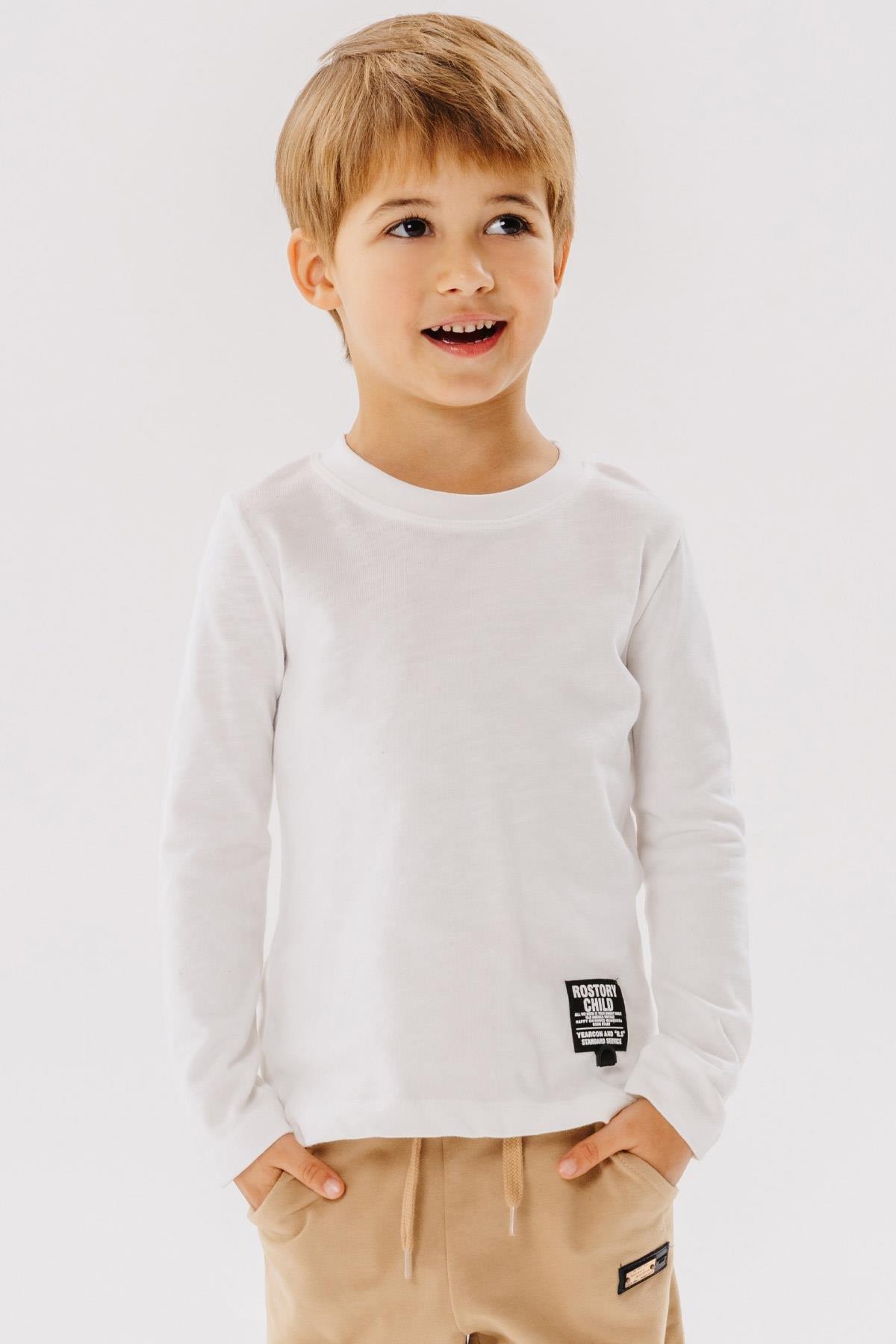 Breeze Erkek Çocuk Uzun Kollu Tişört Armalı Ekru (9-13 Yaş)