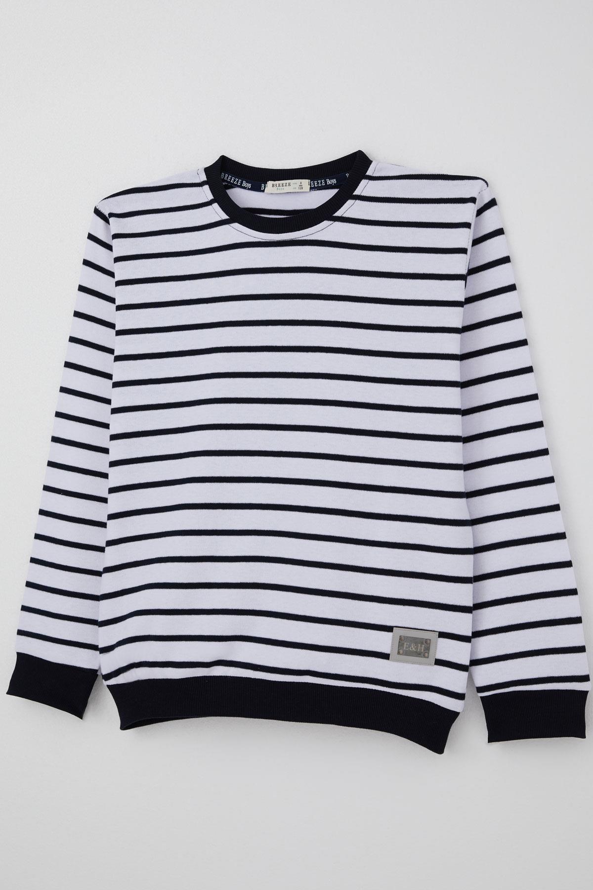 Breeze Erkek Çocuk Uzun Kollu Tişört Arma Detaylı Beyaz (4-8 Yaş)