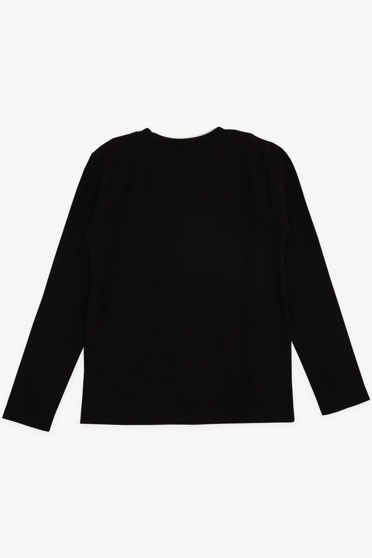 Breeze Erkek Çocuk Uzun Kollu Tişört Armalı Siyah (8-12 Yaş)