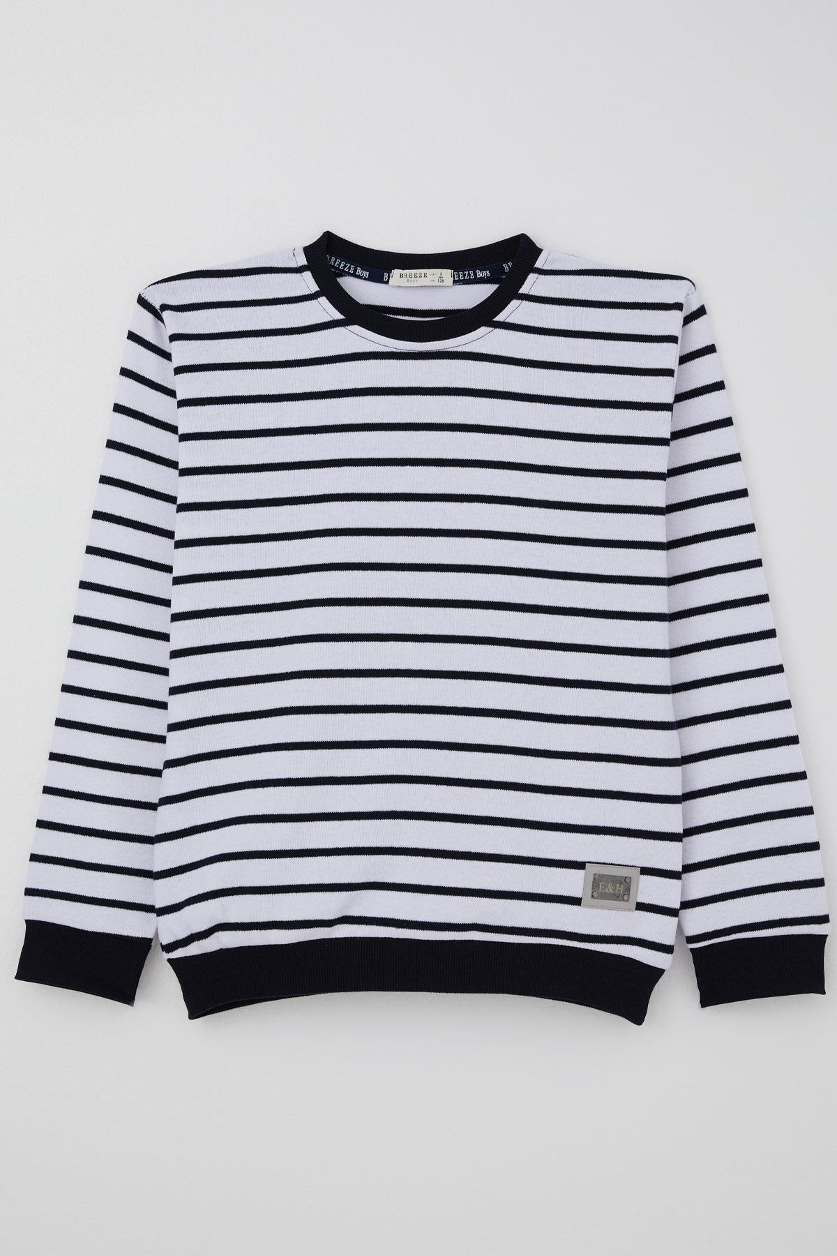 Breeze Erkek Çocuk Uzun Kollu Tişört Arma Detaylı Beyaz (4-8 Yaş)