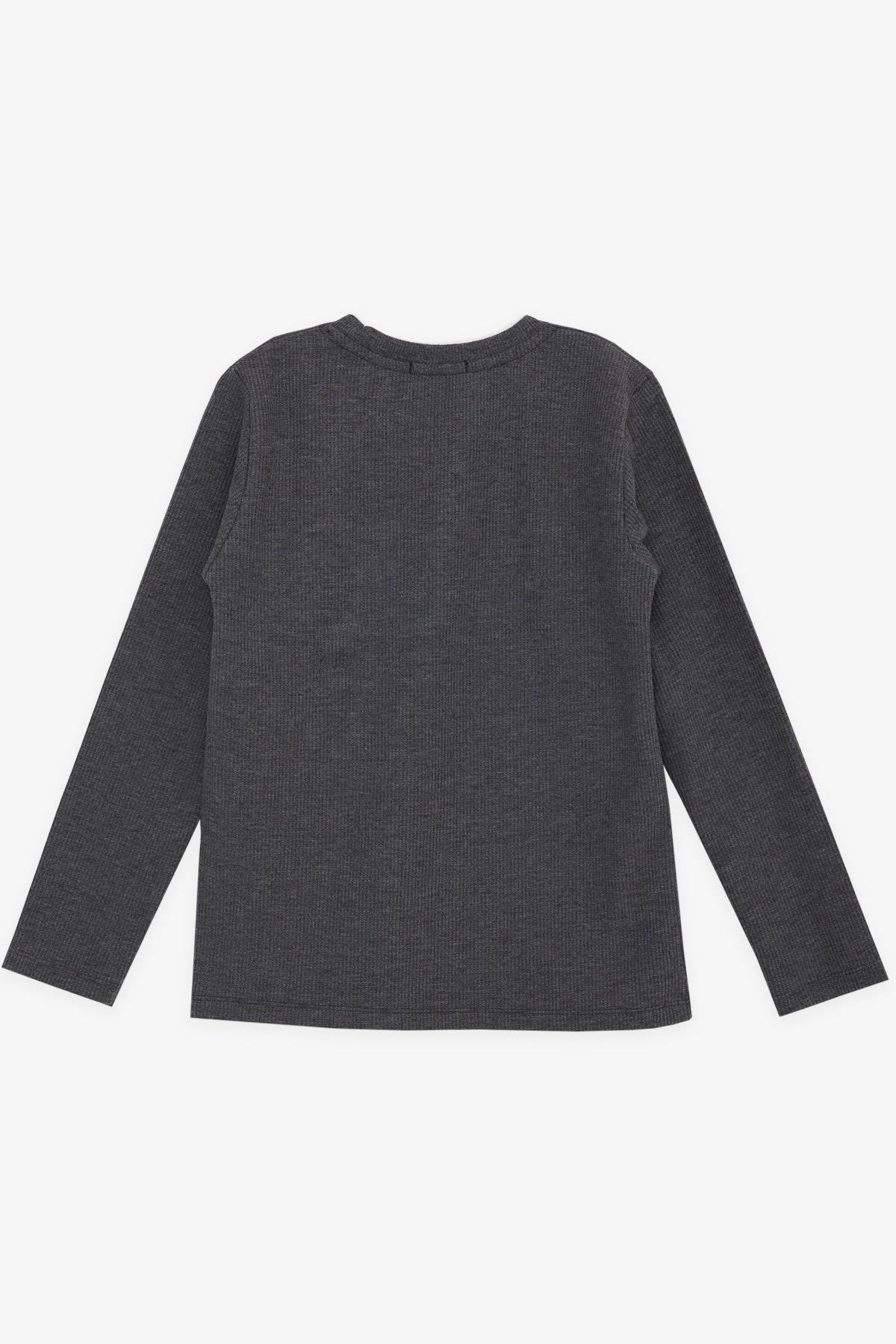 Breeze Erkek Çocuk Uzun Kollu Tişört Armalı Koyu Gri Melanj (8-14 Yaş)