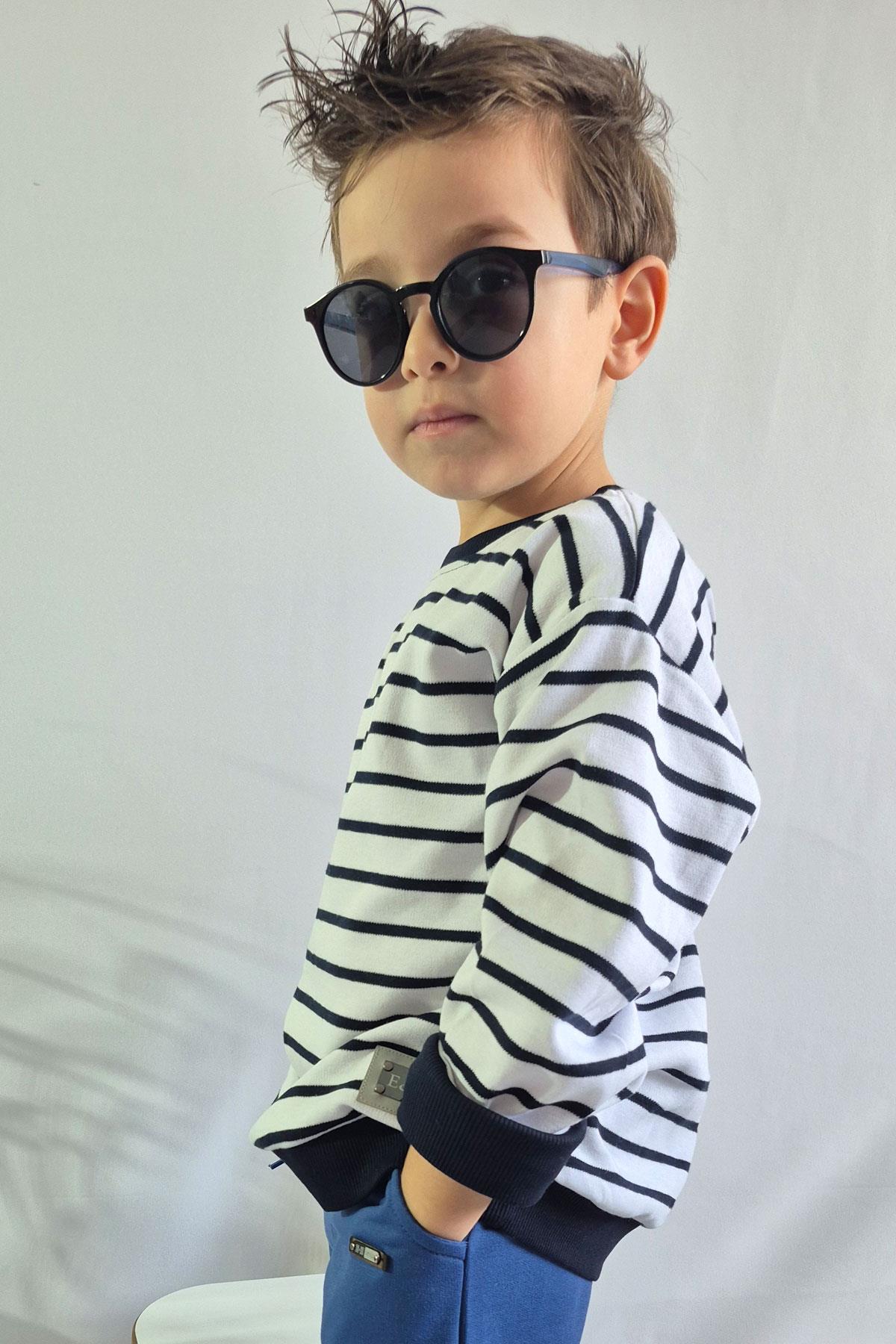 Breeze Erkek Çocuk Uzun Kollu Tişört Arma Detaylı Beyaz (4-8 Yaş)