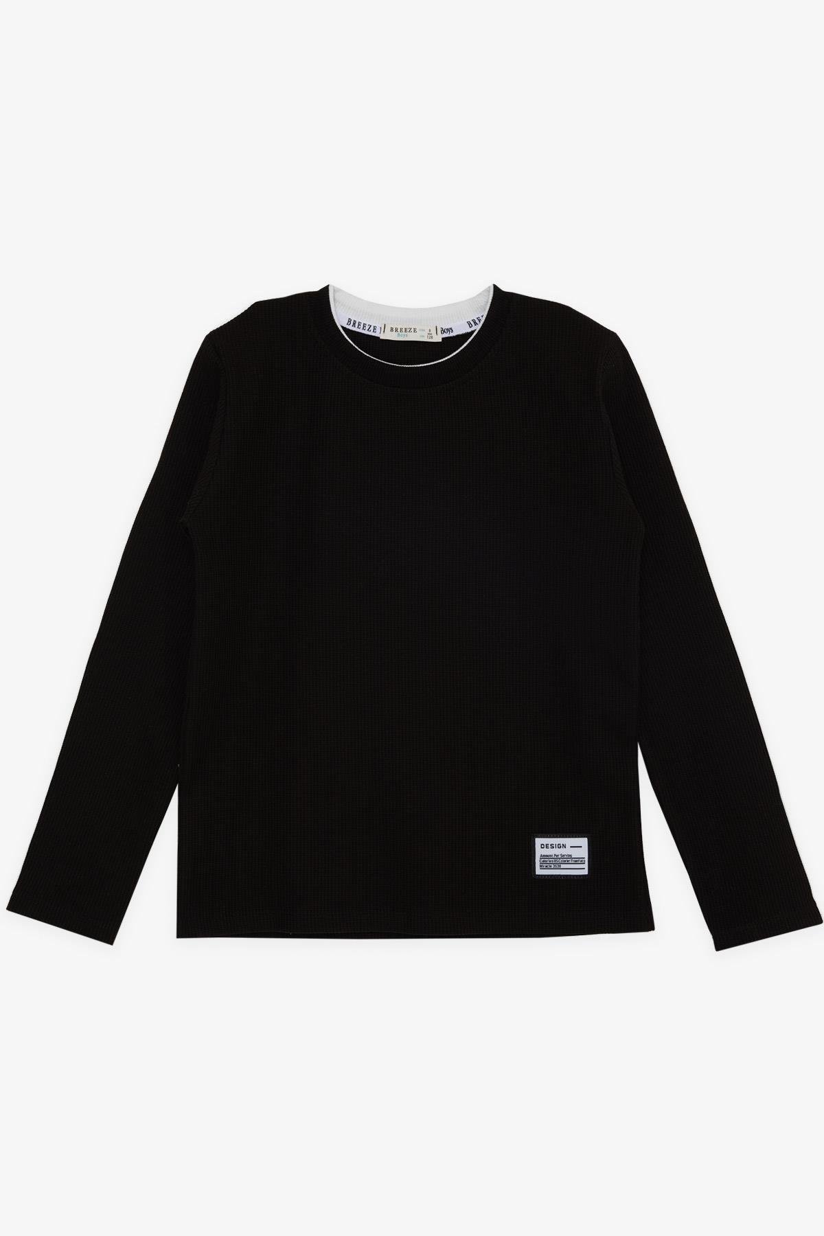 Breeze Erkek Çocuk Uzun Kollu Tişört Armalı Siyah (8-12 Yaş)