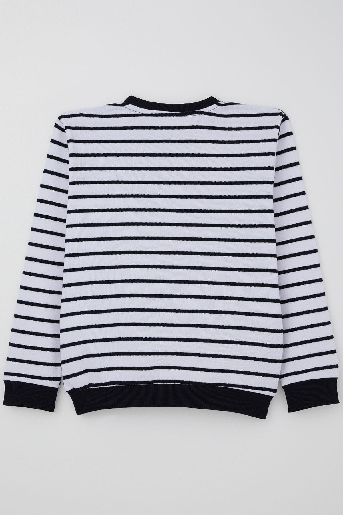 Breeze Erkek Çocuk Uzun Kollu Tişört Arma Detaylı Beyaz (4-8 Yaş)