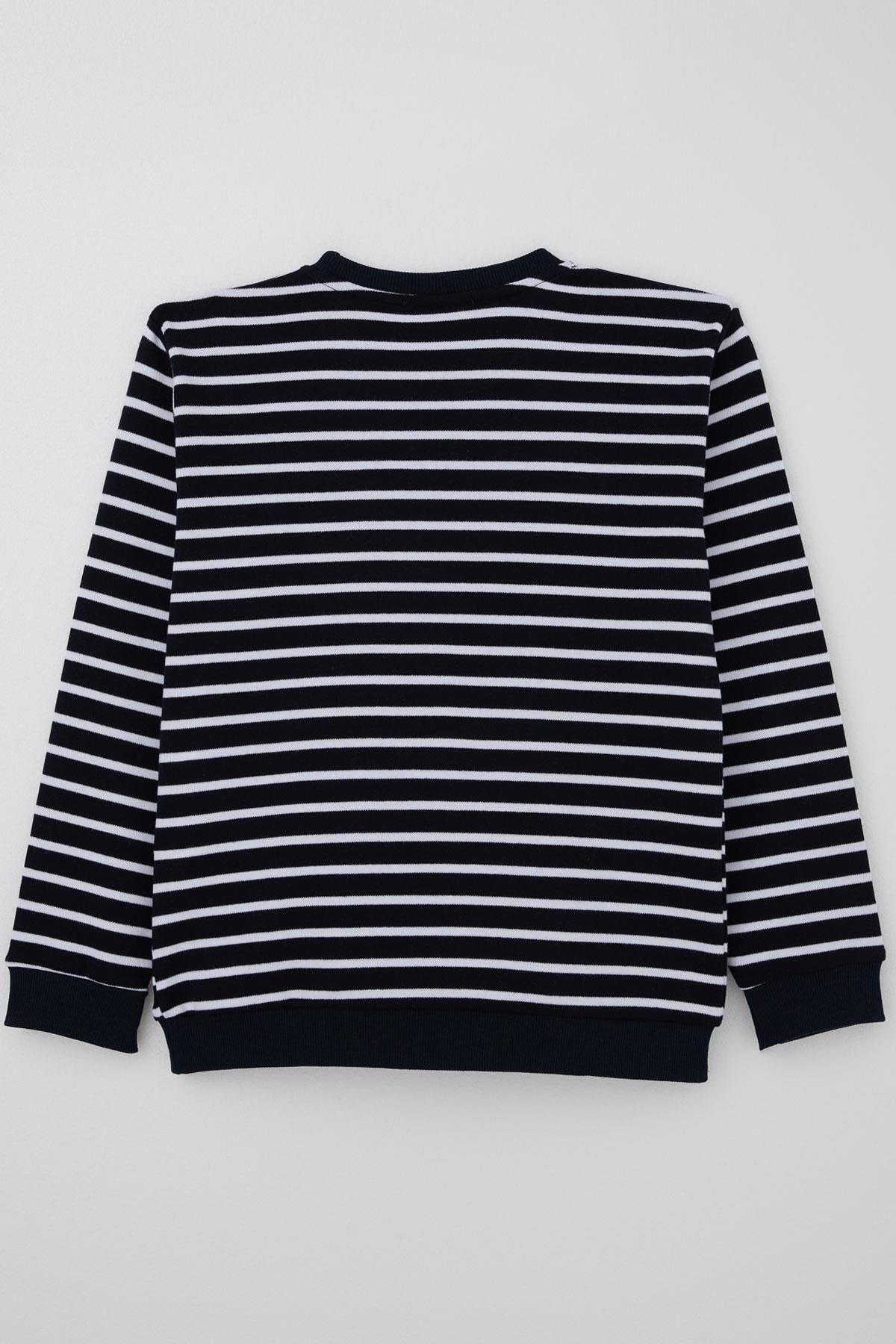 Breeze Erkek Çocuk Uzun Kollu Tişört Arma Detaylı Lacivert (4-8 Yaş)